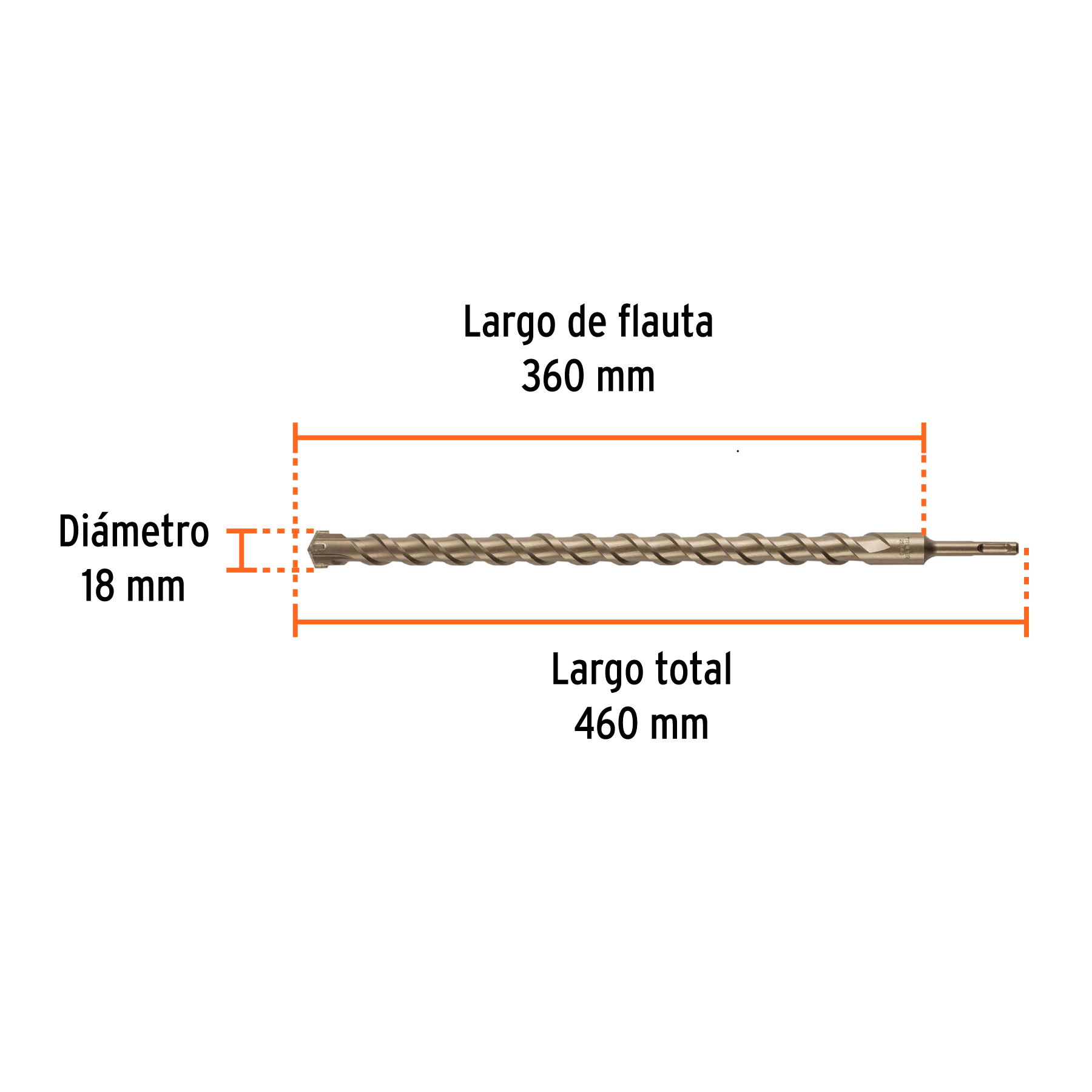 Broca SDS Plus 18 x 460 mm, Truper - Imagen 3