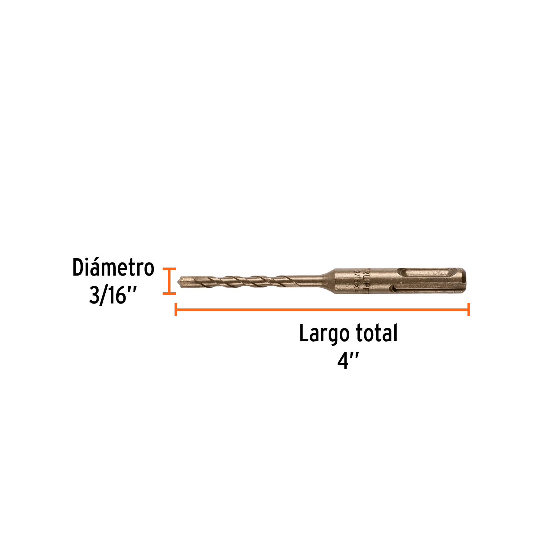 Broca SDS Plus 3/16 x 4', Truper - Imagen 3