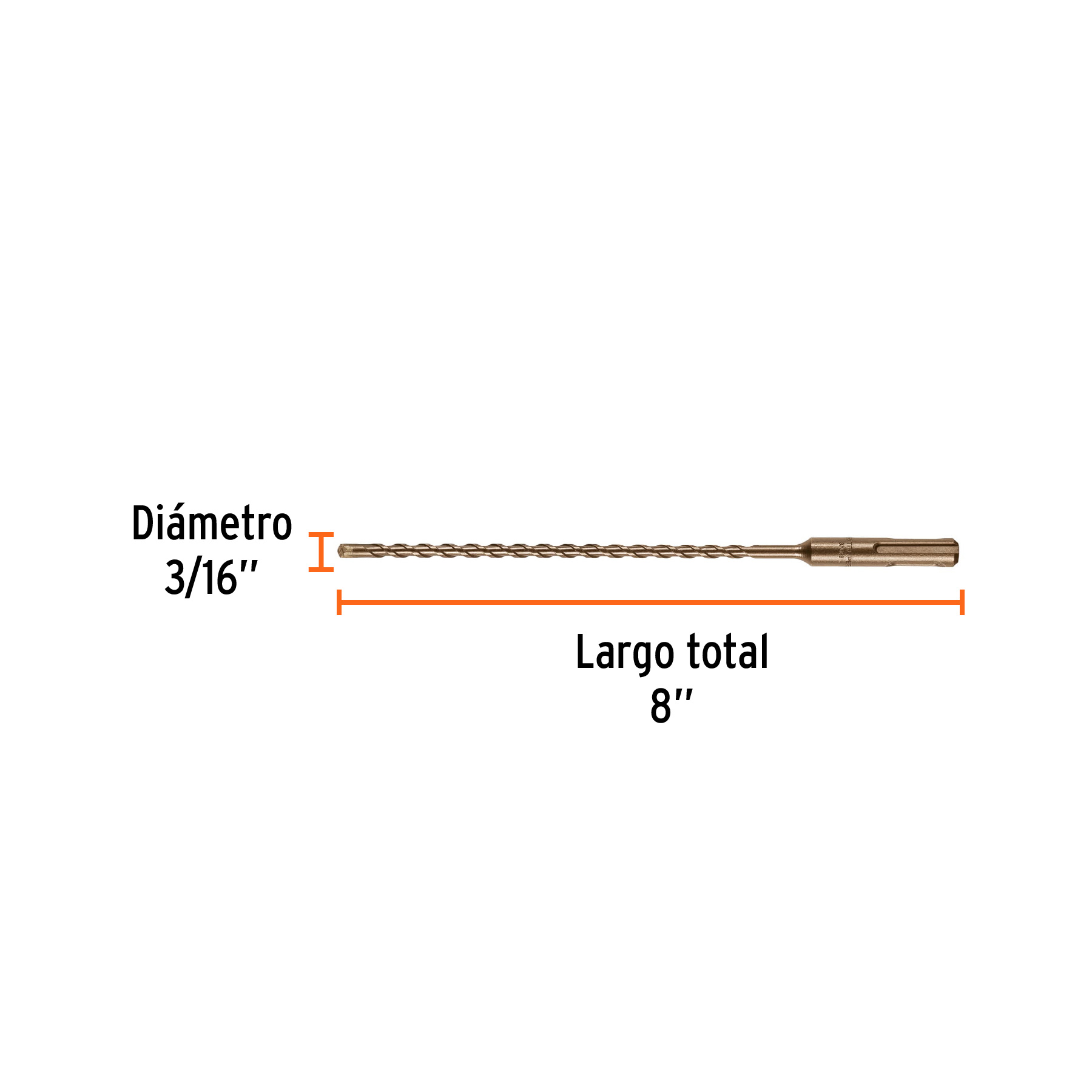 Broca SDS Plus 3/16 x 8', Truper - Imagen 3
