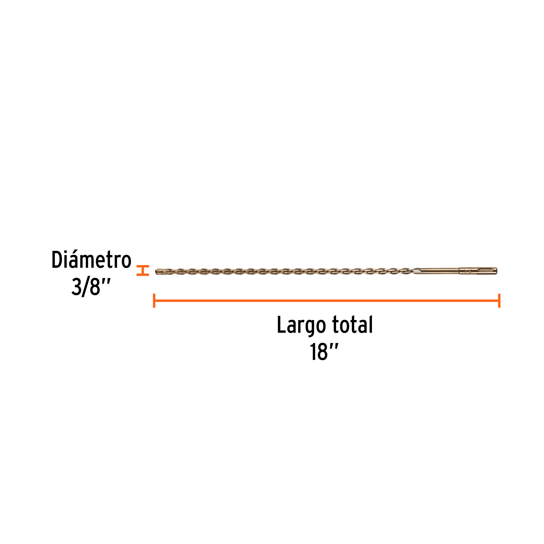 Broca SDS Plus 3/8 x 18', Truper - Imagen 3