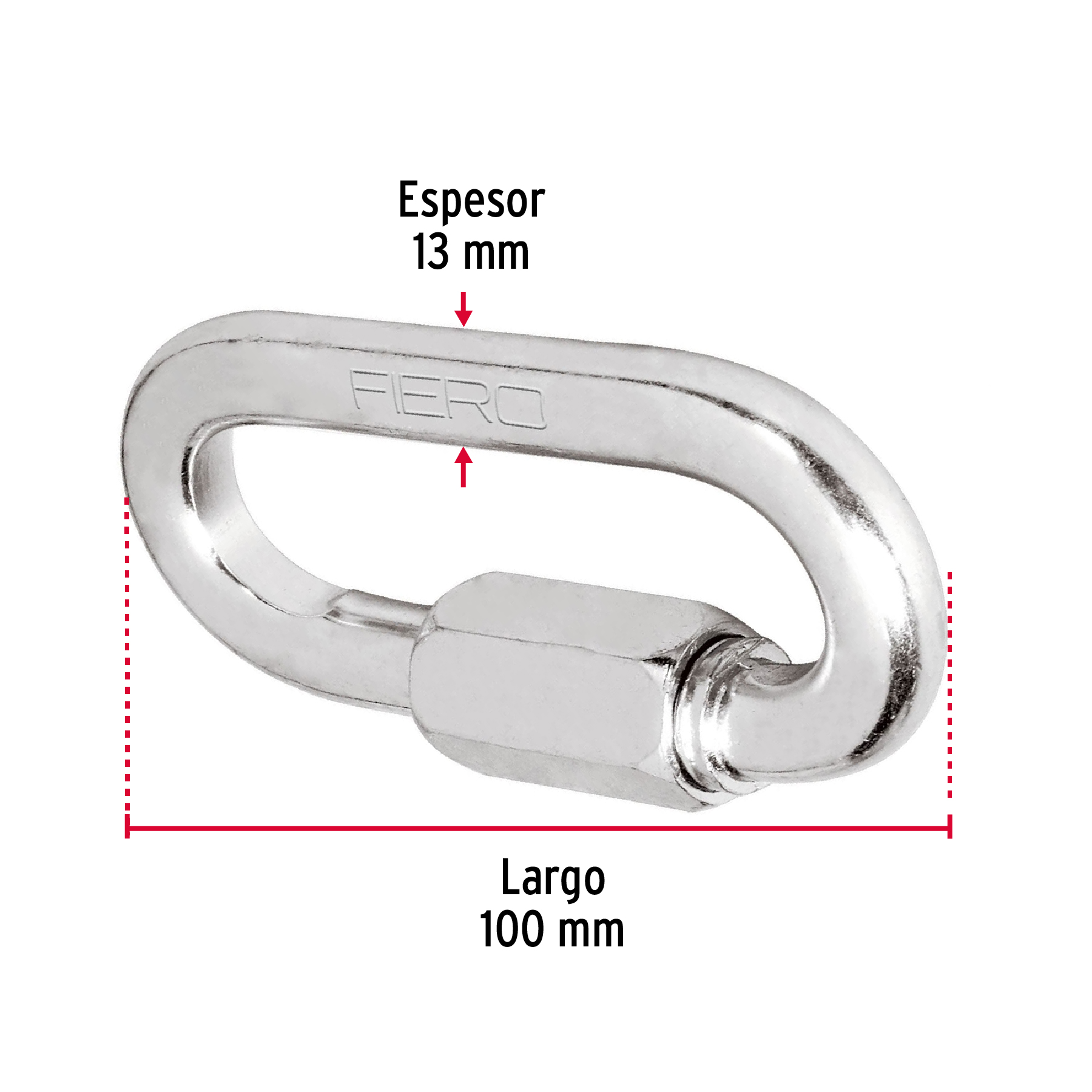 Bandola de acero de 1/2' con seguro, FIERO - Imagen 3