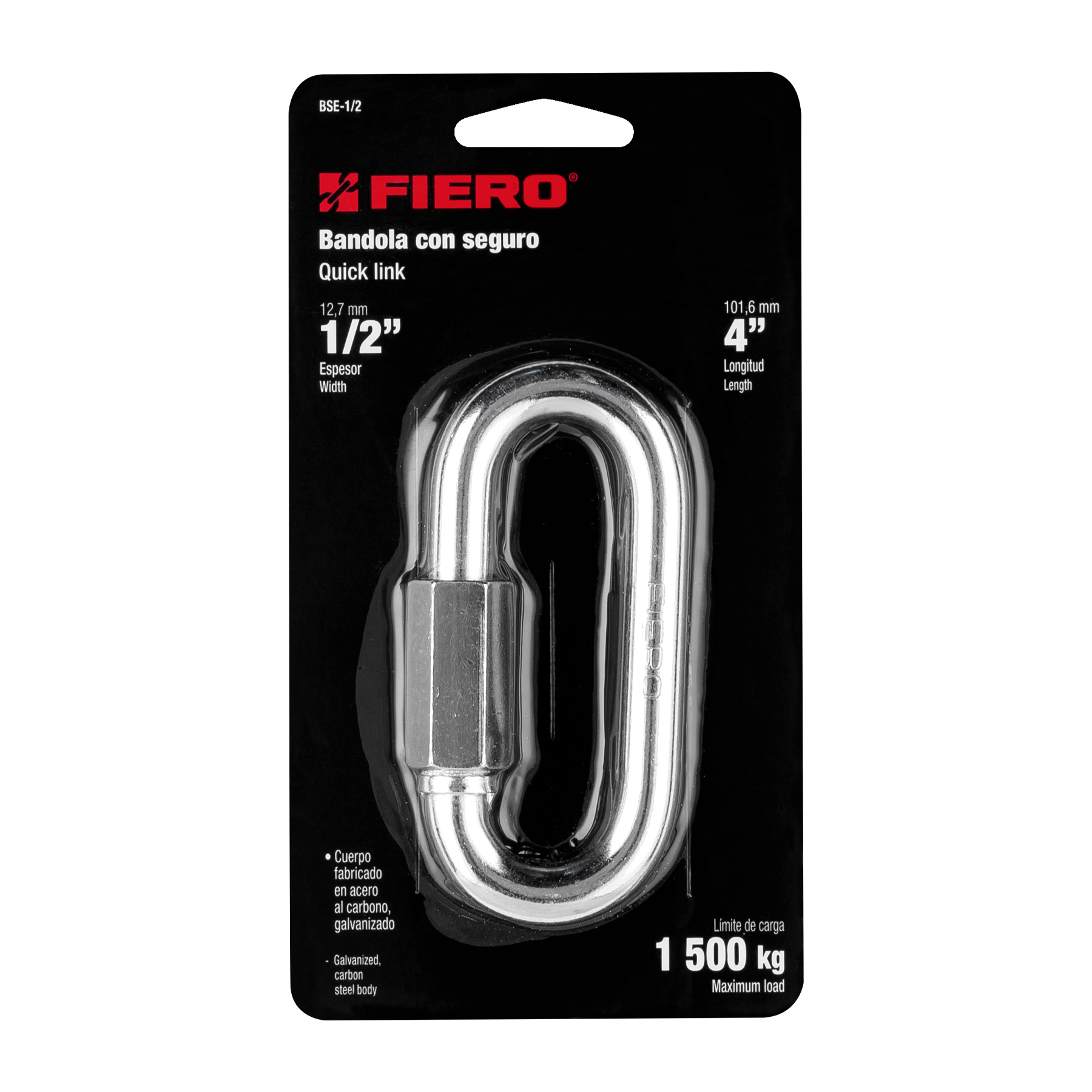 Bandola de acero de 1/2' con seguro, FIERO - Imagen 4