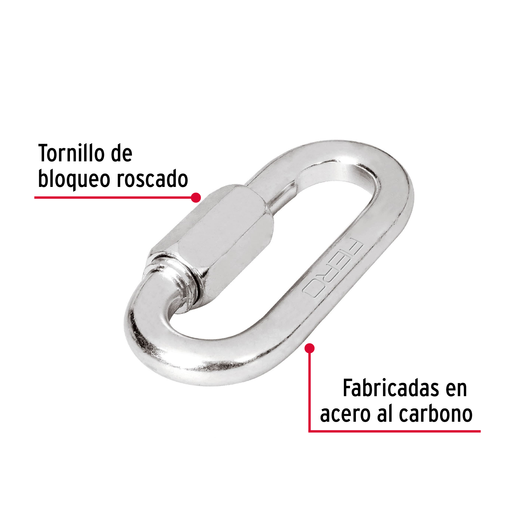Bandola de acero de 1/2' con seguro, FIERO - Imagen 2