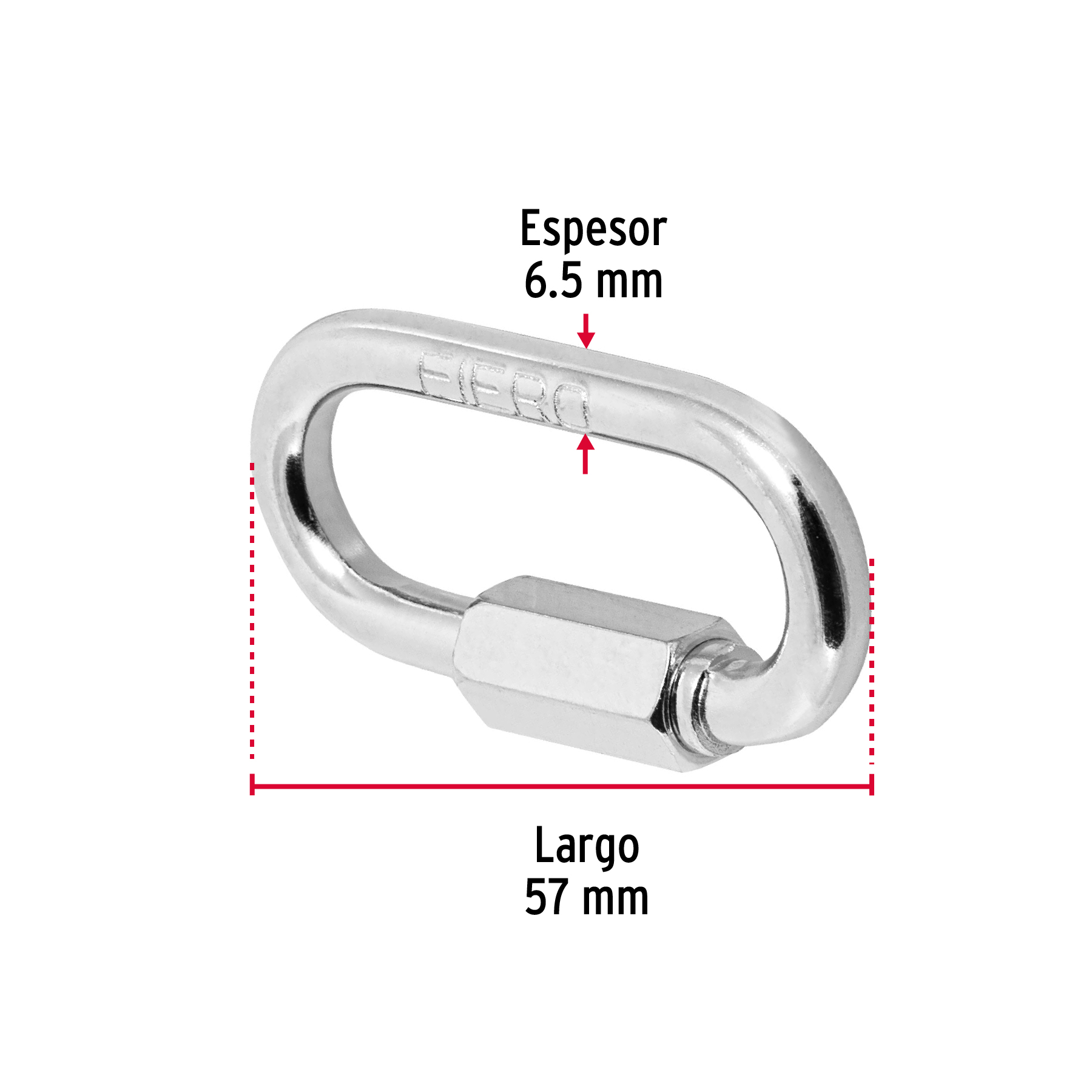 Bandola de acero de 1/4' con seguro, FIERO - Imagen 3