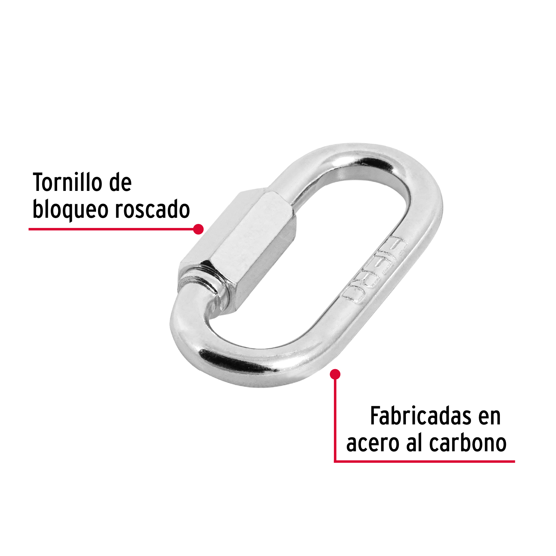 Bandola de acero de 1/4' con seguro, FIERO - Imagen 2