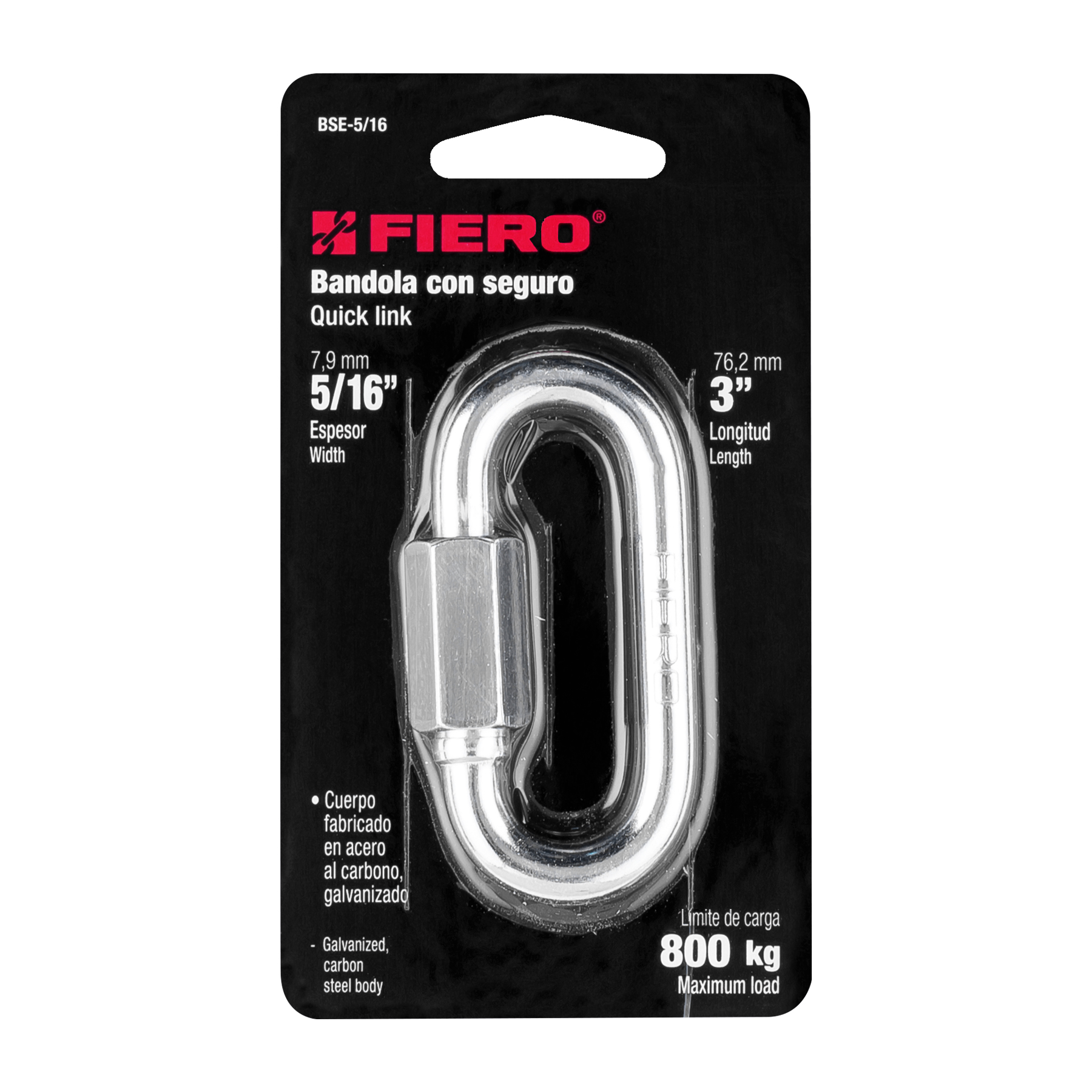 Bandola de acero de 5/16' con seguro, FIERO - Imagen 4