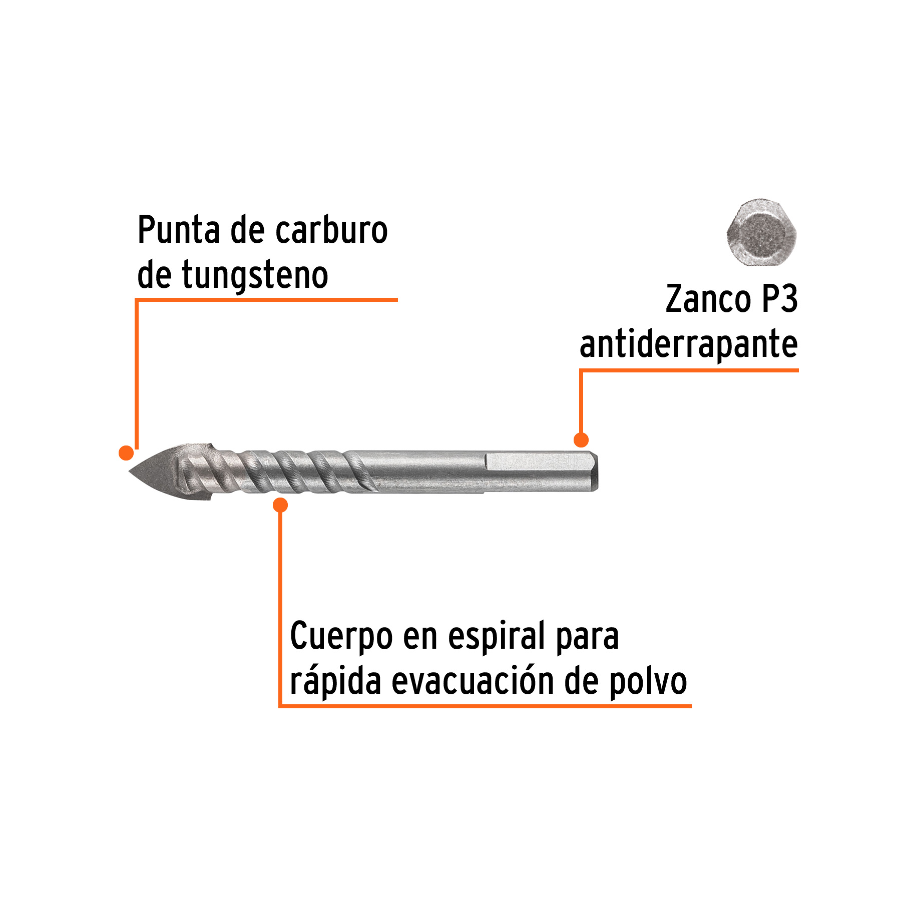 Broca para vidrio y azulejo 1/2', Truper Expert - Imagen 2