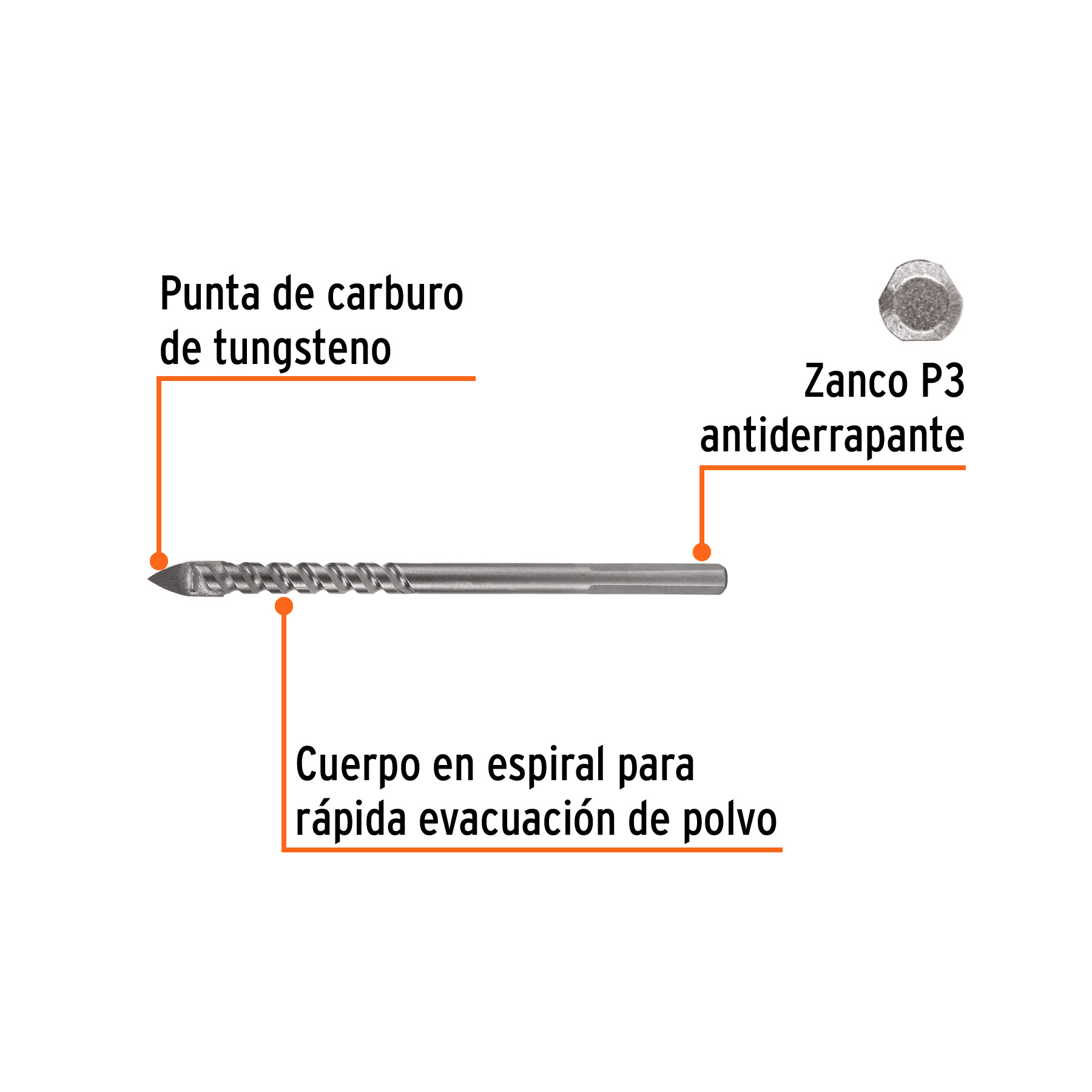 Broca para vidrio y azulejo 1/4', Truper Expert - Imagen 2
