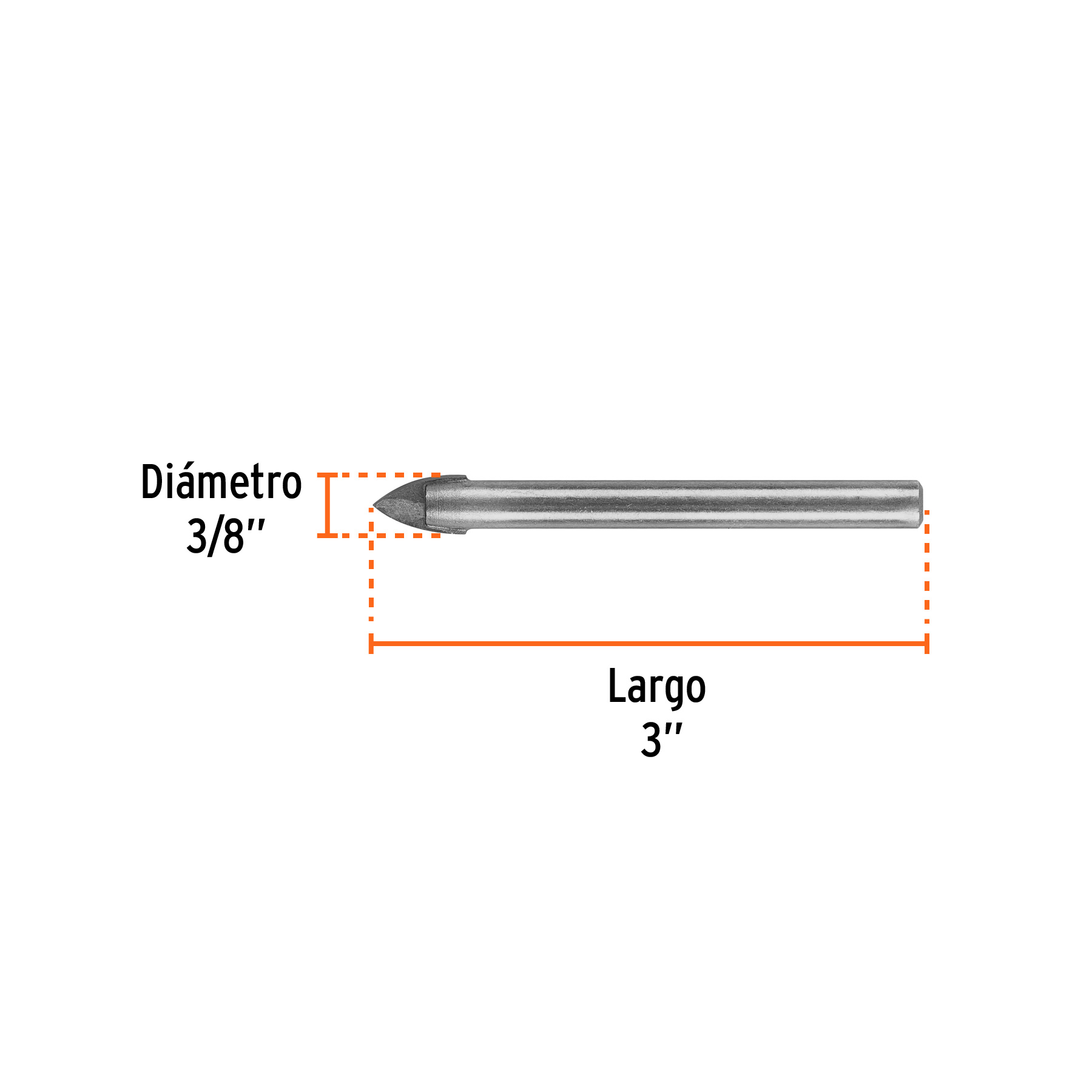 Broca para vidrio y azulejo de 3/8', Truper - Imagen 3