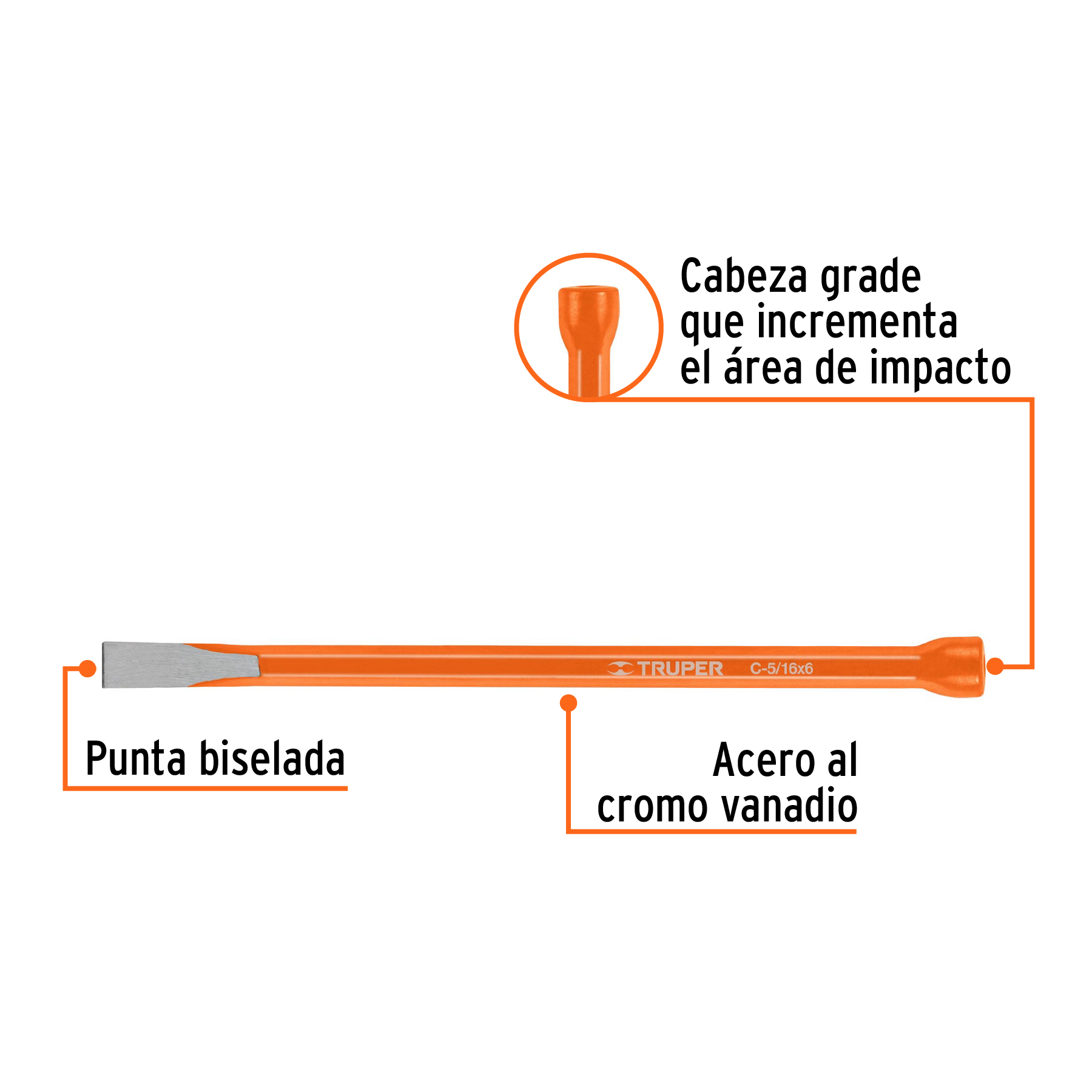 Cincel de corte frío de 5/16 X 6', Truper - Imagen 2