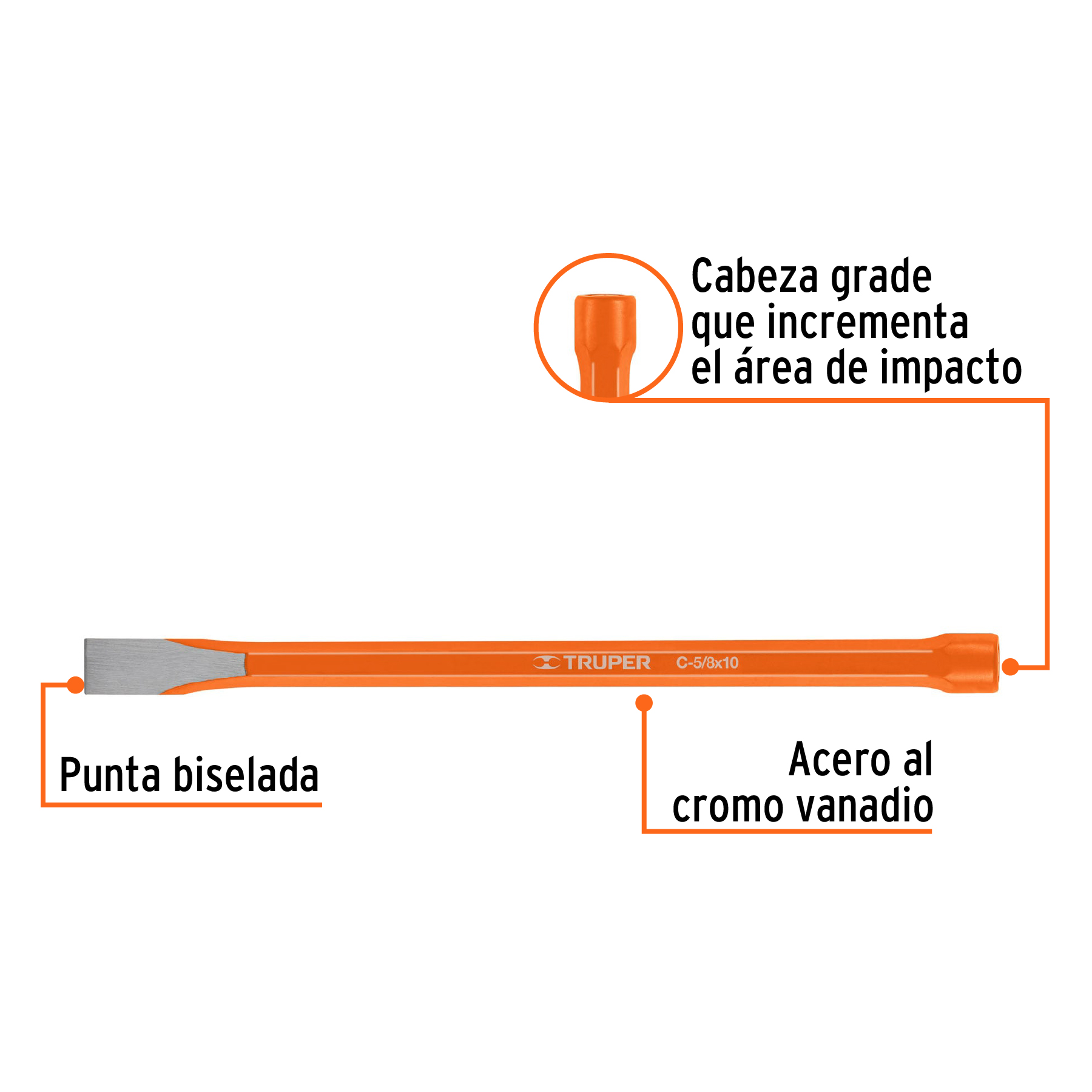 Cincel de corte frío de 5/8 X 10', Truper - Imagen 2