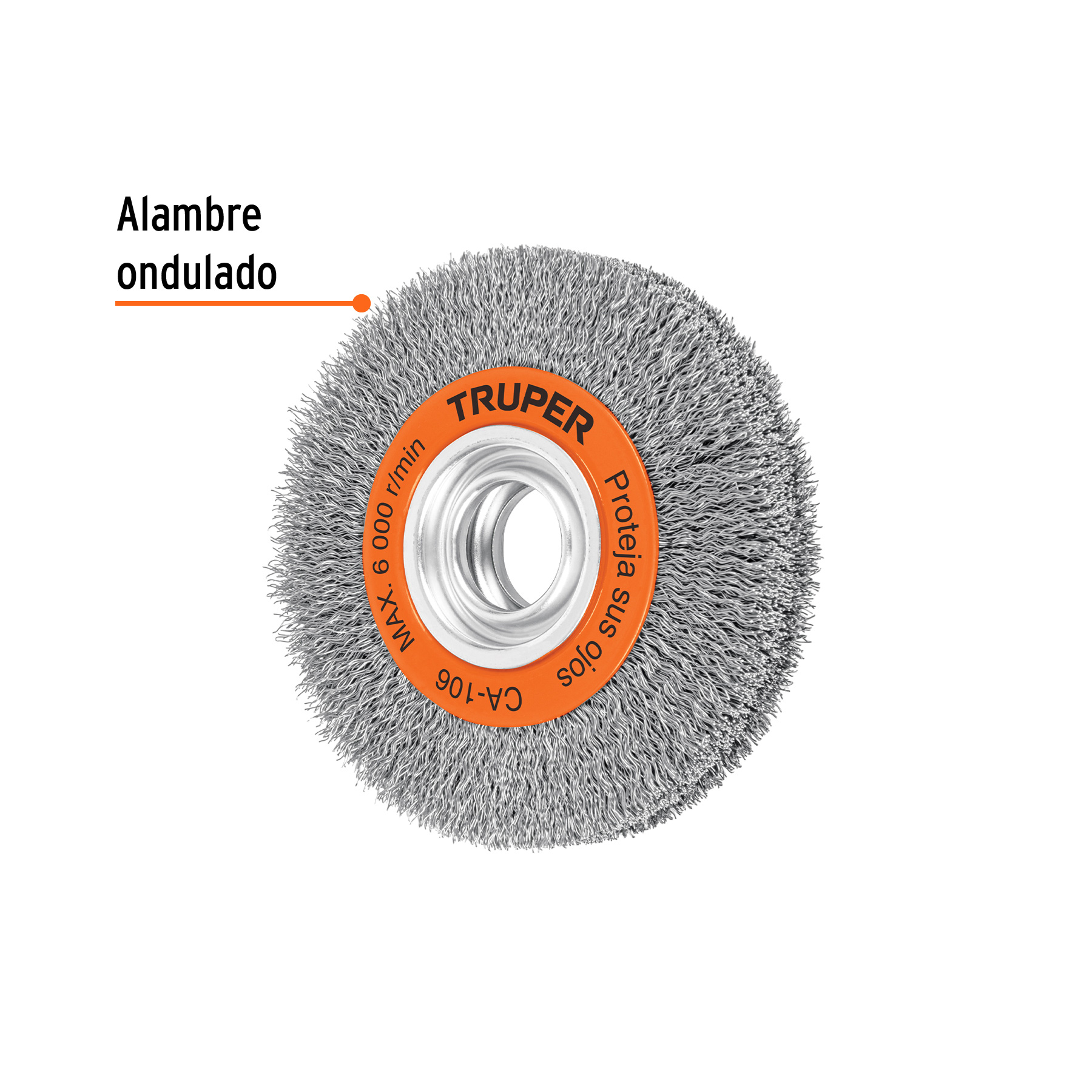 Carda alambre ondulado 6' x 1-1/8' para esmeril, Truper - Imagen 2