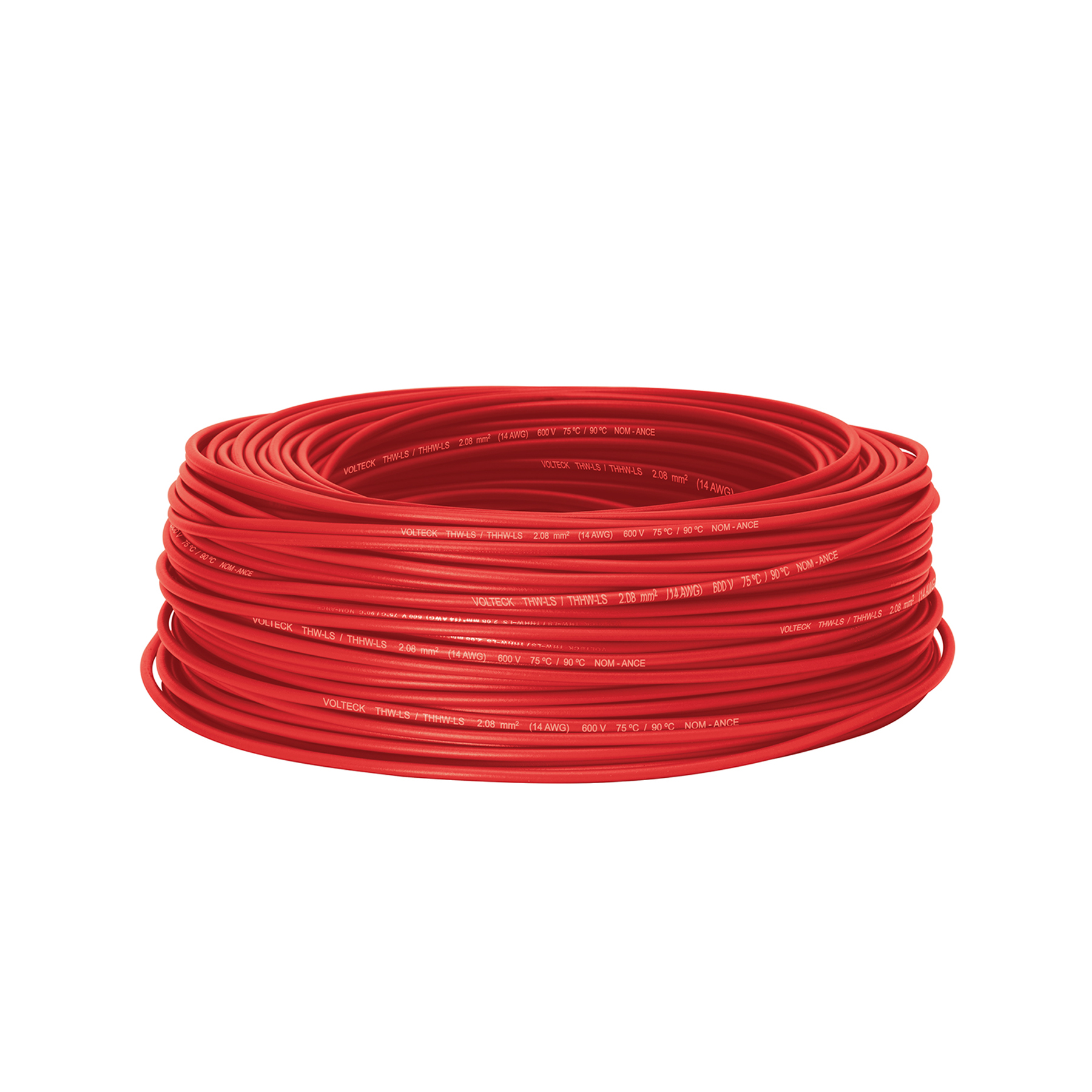 Rollo de 100 m de cable THHW-LS 14 AWG rojo, Volteck
