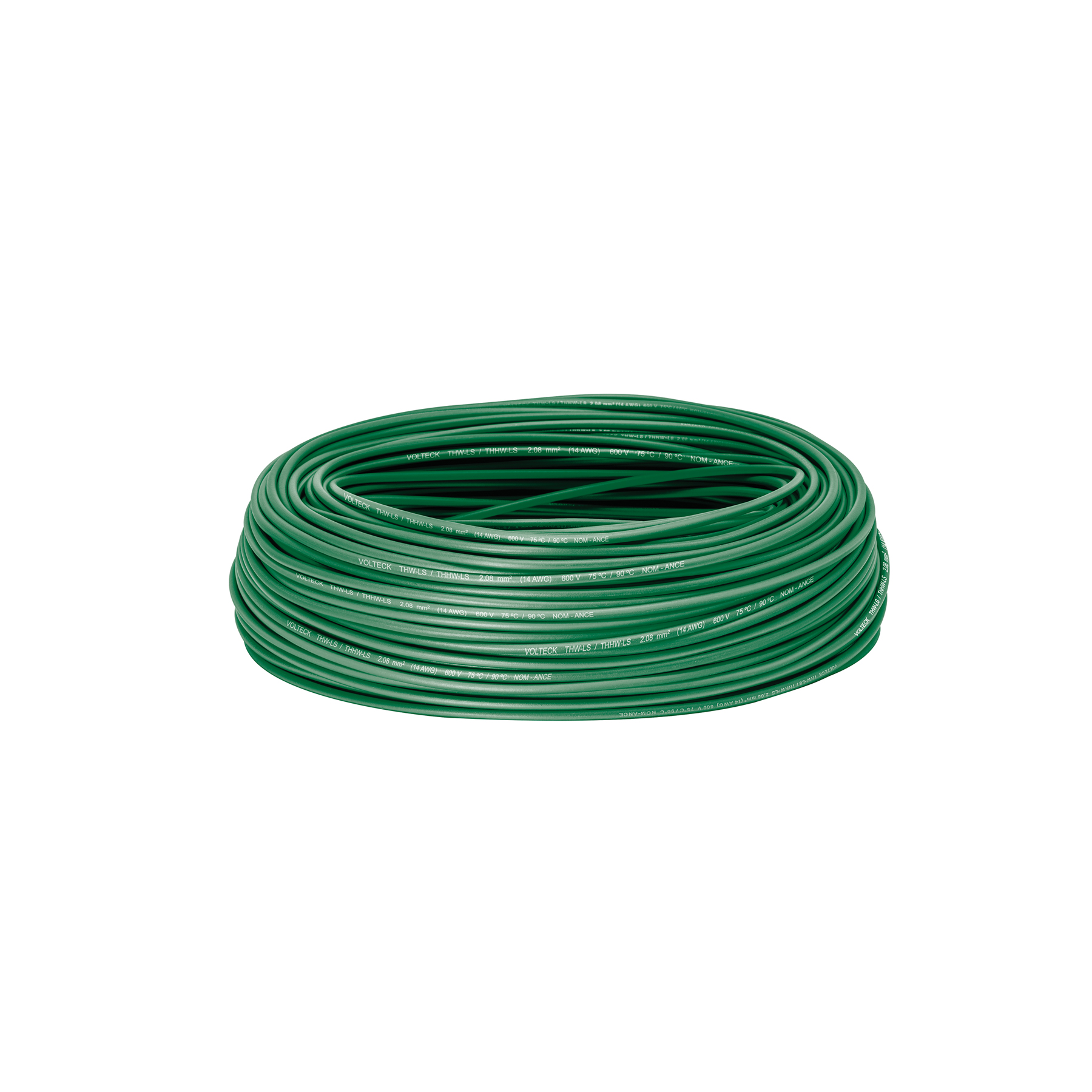 Rollo de 100 m de cable THHW-LS 14 AWG verde, Volteck