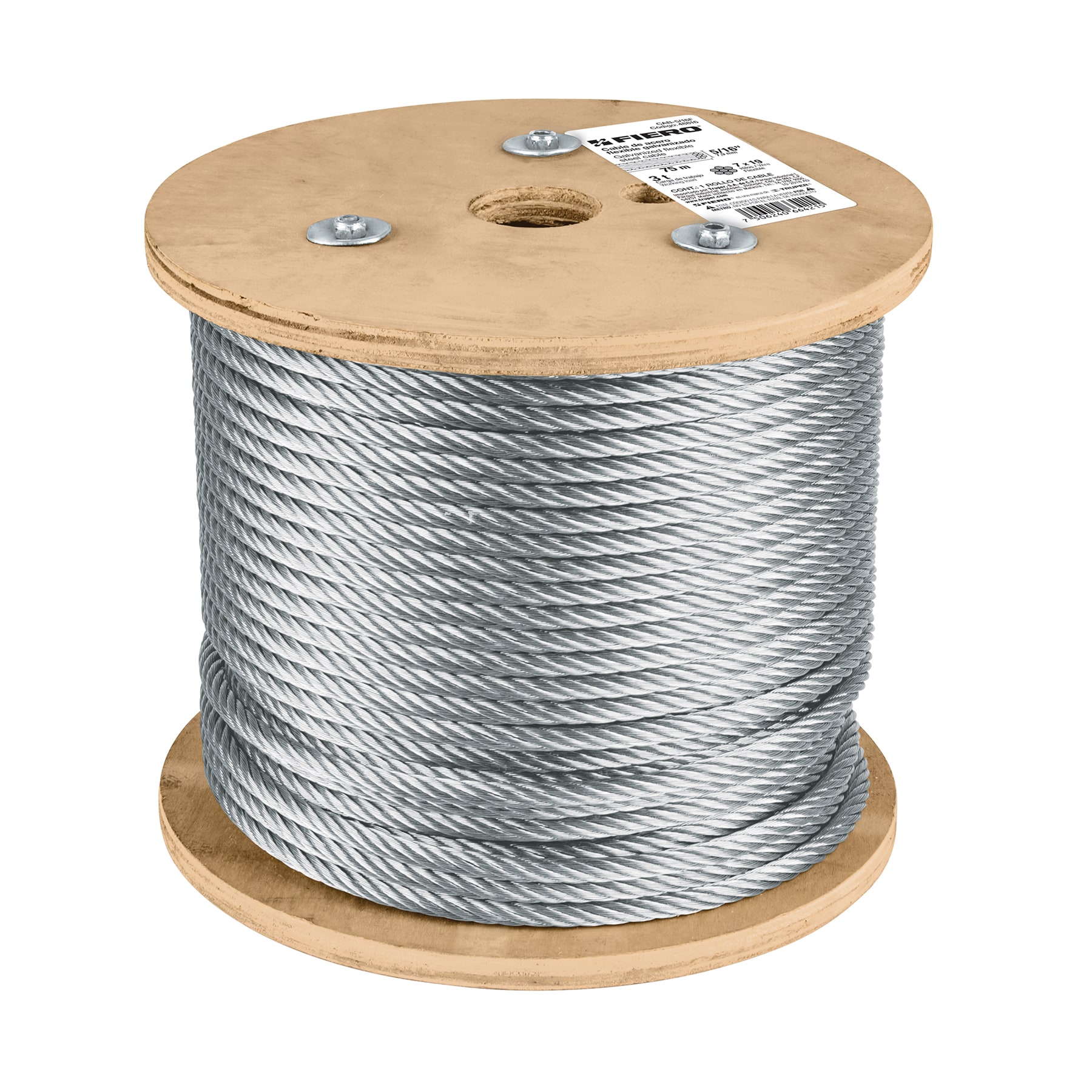 Metro de cable flexible 5/16' de acero 7x19 hilos, 75 m