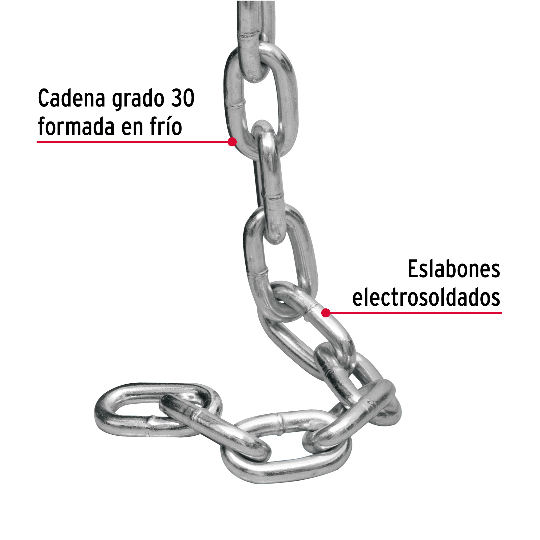 Metro de cadena galvanizada de 5/16', 20 m en cubeta, FIERO - Imagen 2