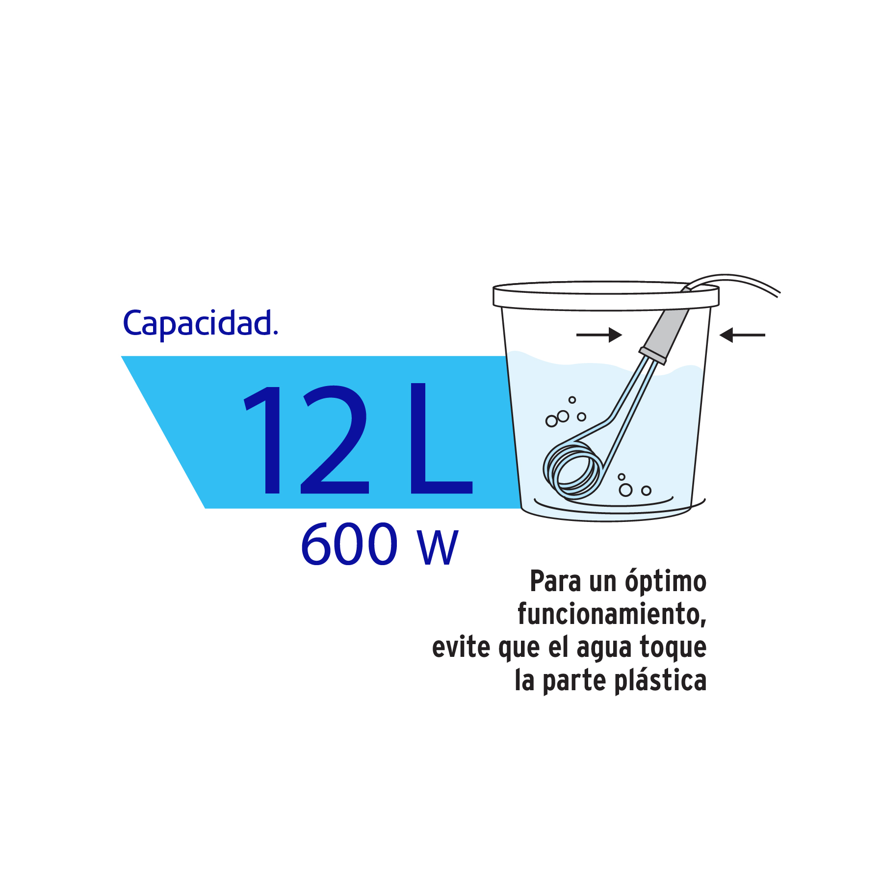 Calentador de inmersión p/agua #3 de 12 L, 600 W, Volteck - Imagen 4