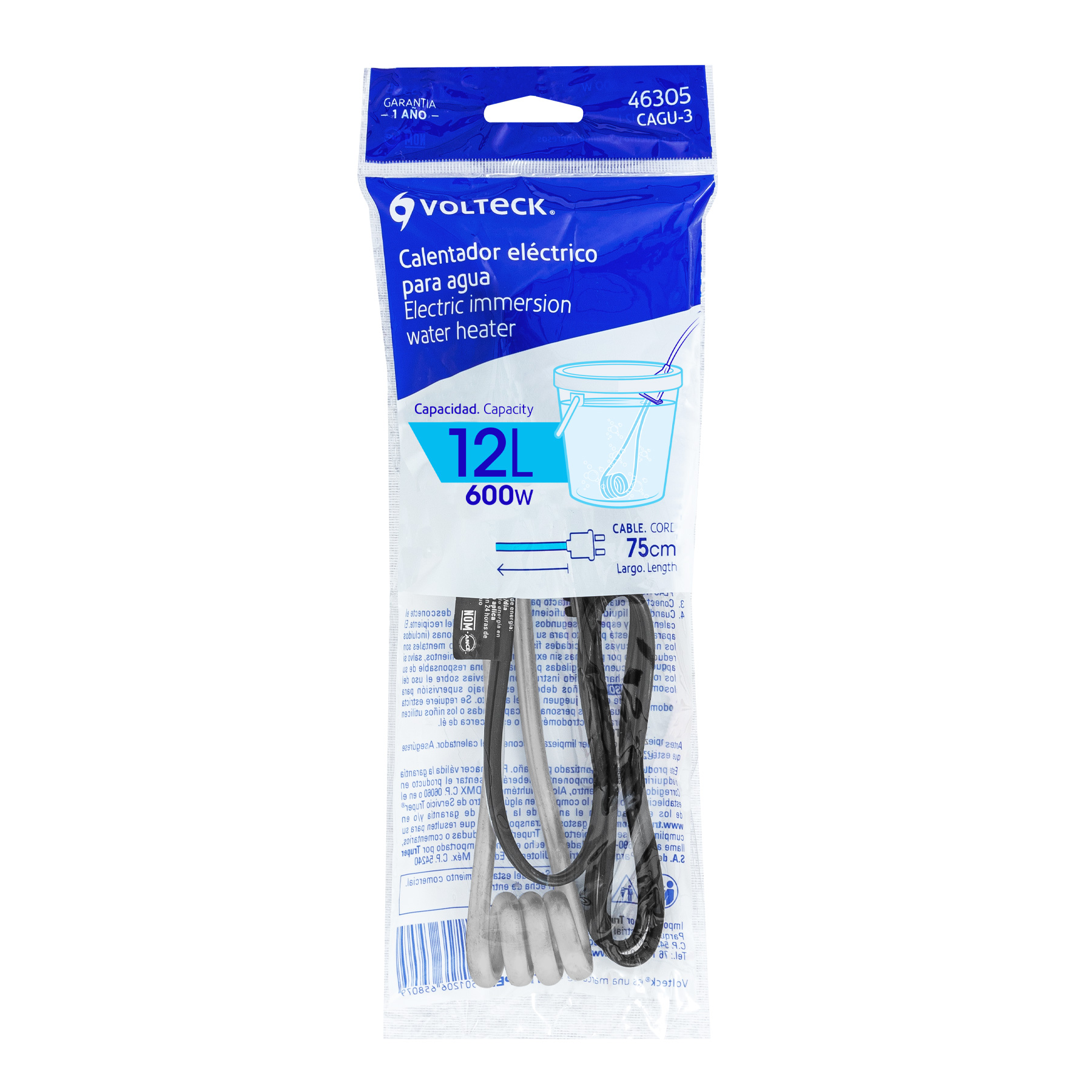 Calentador de inmersión p/agua #3 de 12 L, 600 W, Volteck - Imagen 5