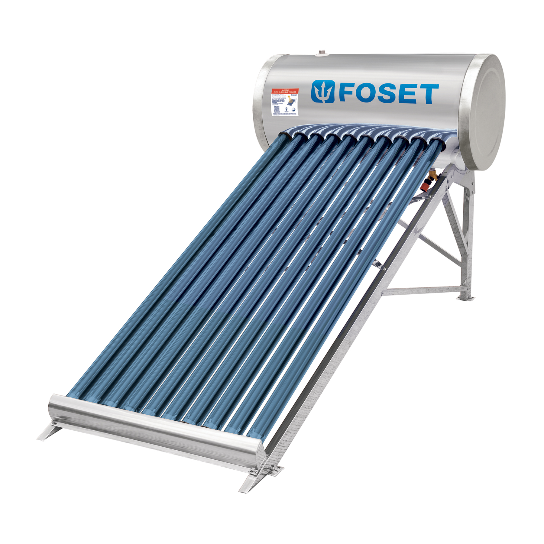 Calentador solar de agua 10 tubos, 120L, 3 personas, FOSET