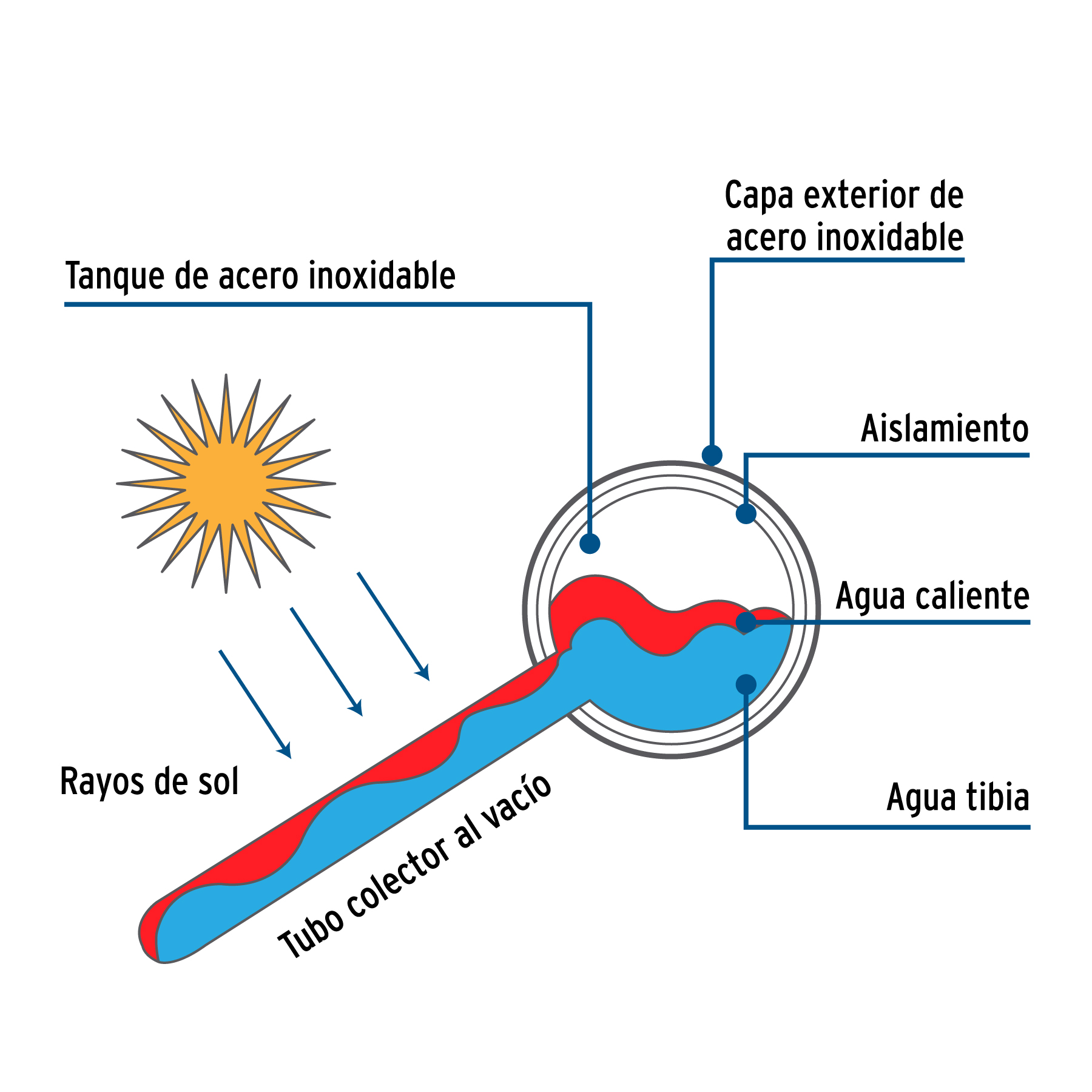 Calentador solar de agua, 12 tubos, 150L, 4 personas, Foset - Imagen 5