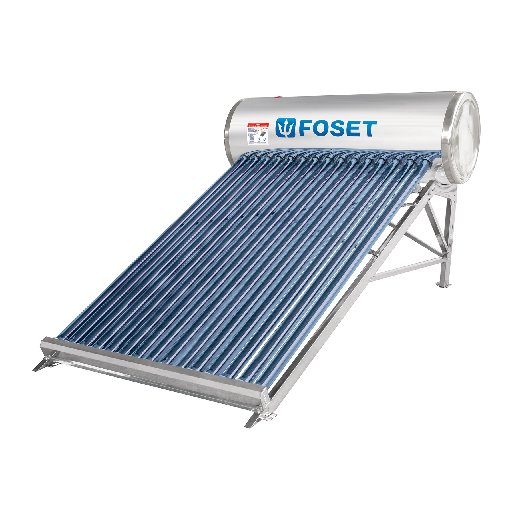 Calentador solar de agua, 15 tubos, 195L, 5 personas, Foset