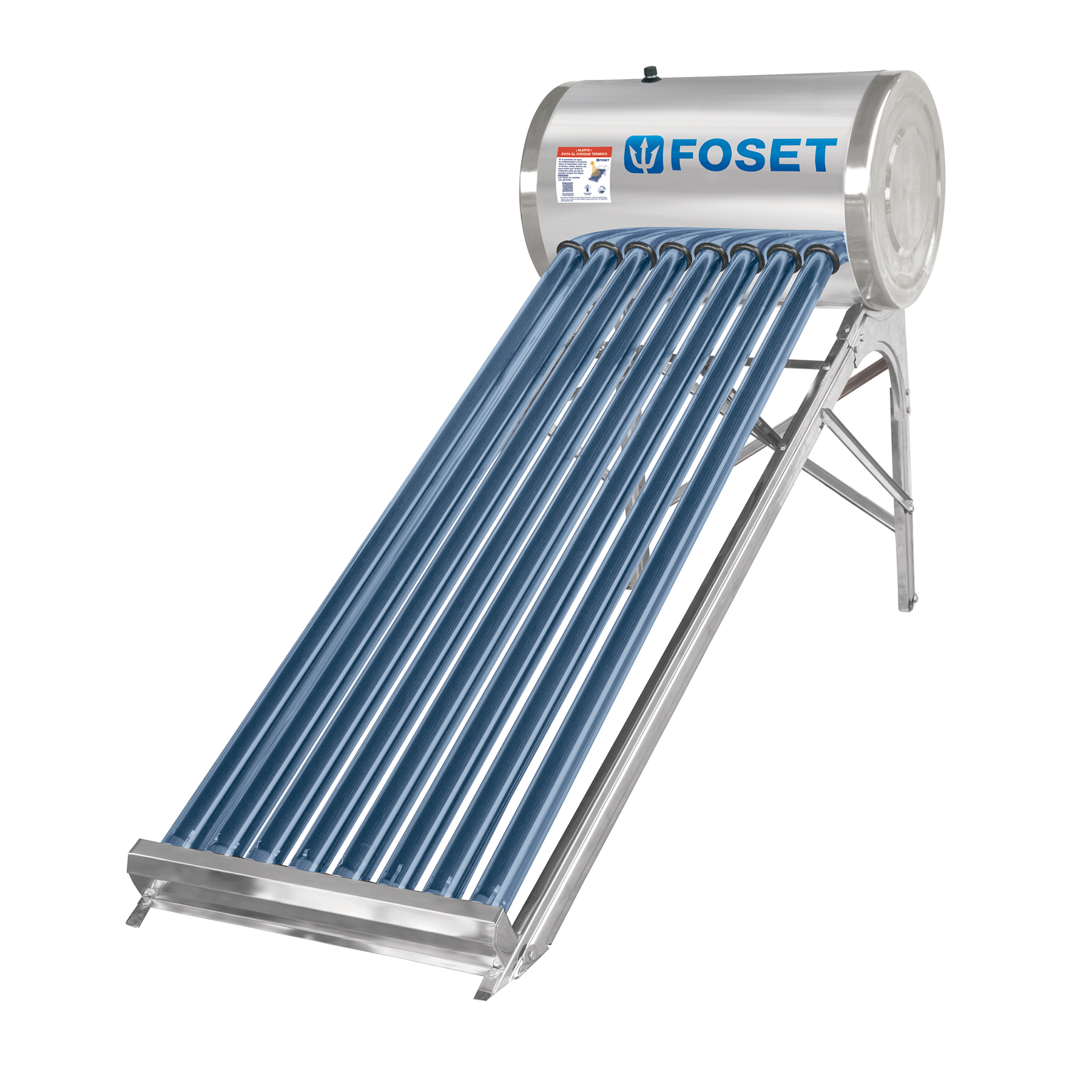 Calentador solar de agua, 8 tubos, 94L, 2 personas, Foset