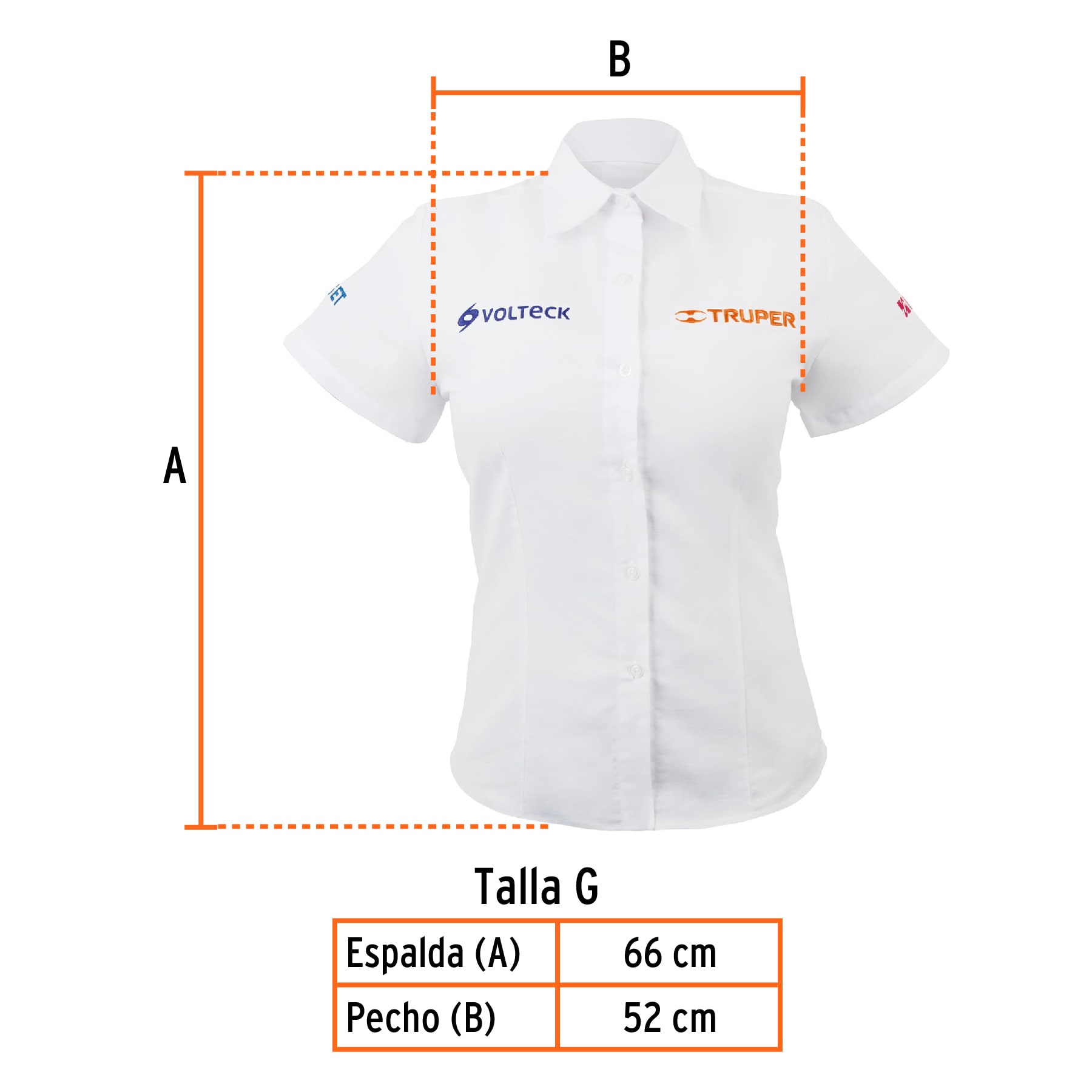 Camisa manga corta para mujer, blanca, G, Truper - Imagen 3