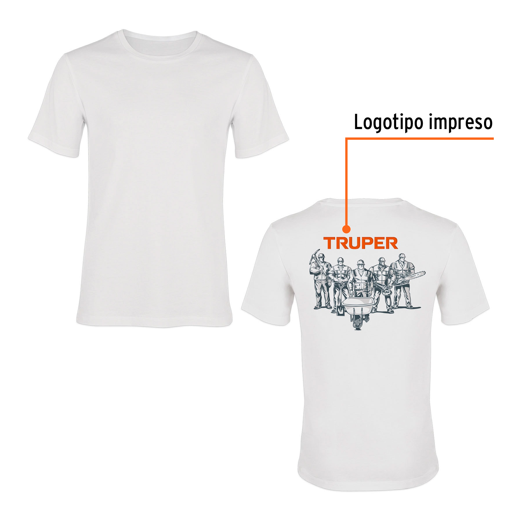 Playera cuello redondo para hombre, blanca, EG, Truper - Imagen 2