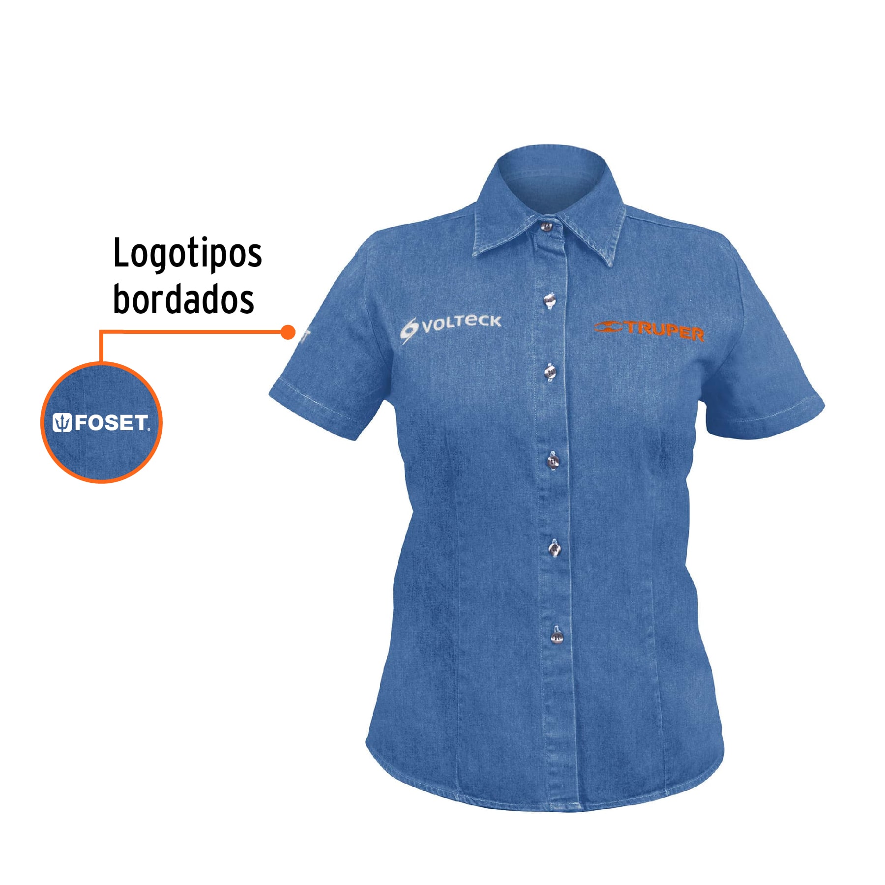 Camisa de mezclilla manga corta para mujer, EG, Truper - Imagen 2