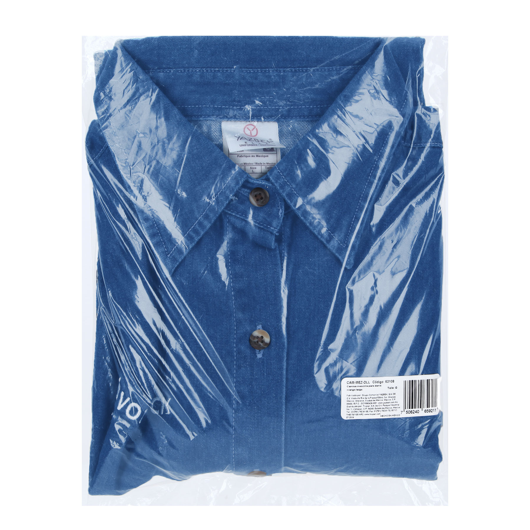 Camisa de mezclilla manga larga para mujer, G, Truper - Imagen 5