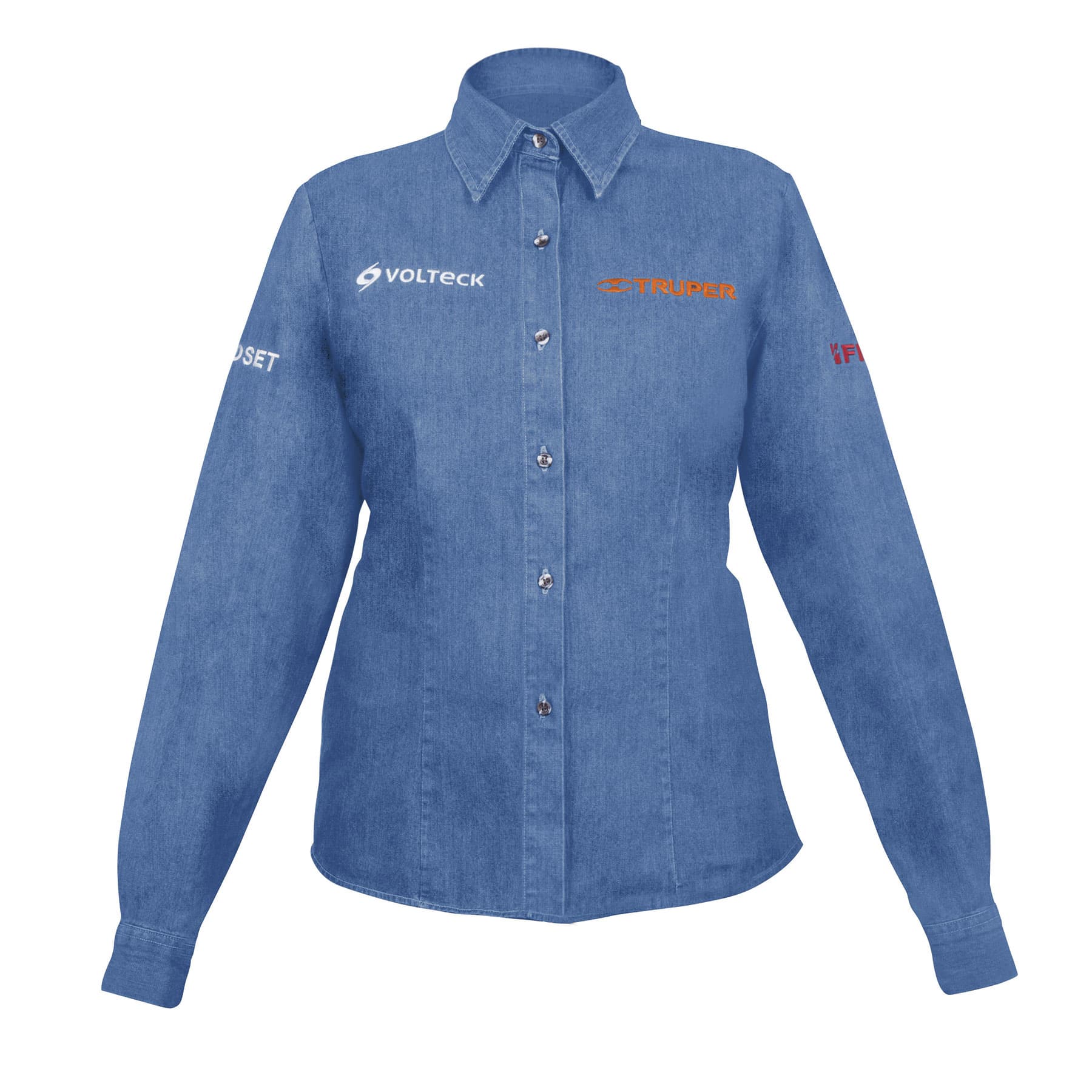 Camisa de mezclilla manga larga para mujer, EEG, Truper