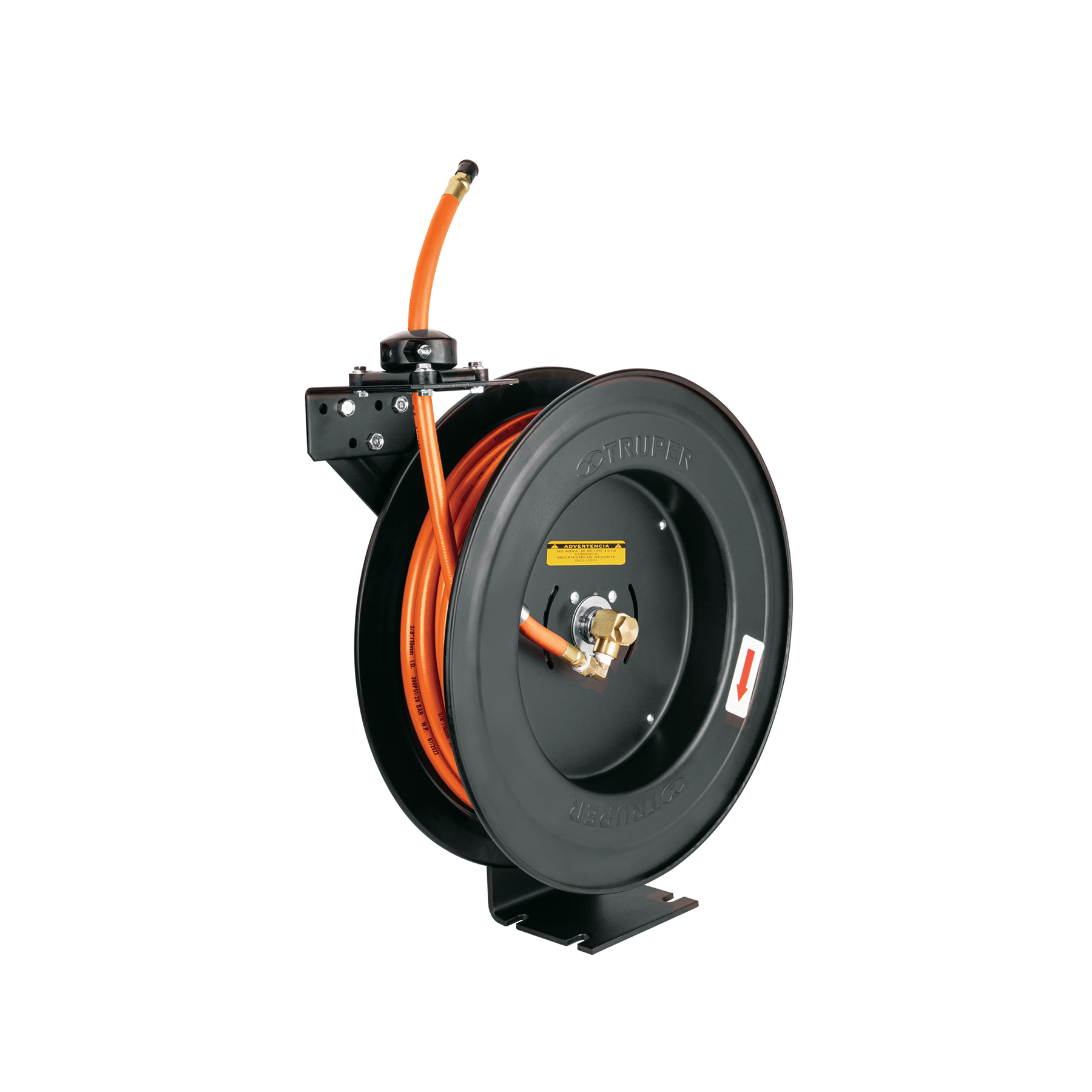 Manguera para compresor,de hule,15m x 3/8',carrete retráctil