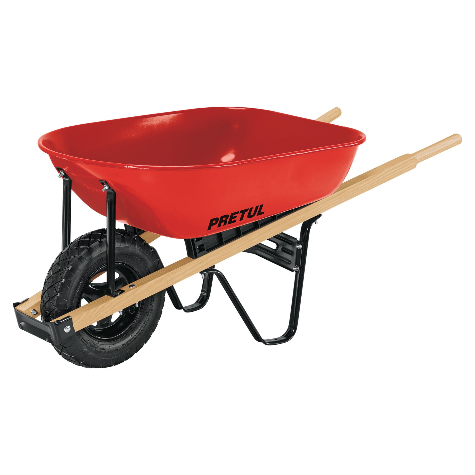 Carretilla 5.5ft3 roja, neumática, bastidores madera, PRETUL