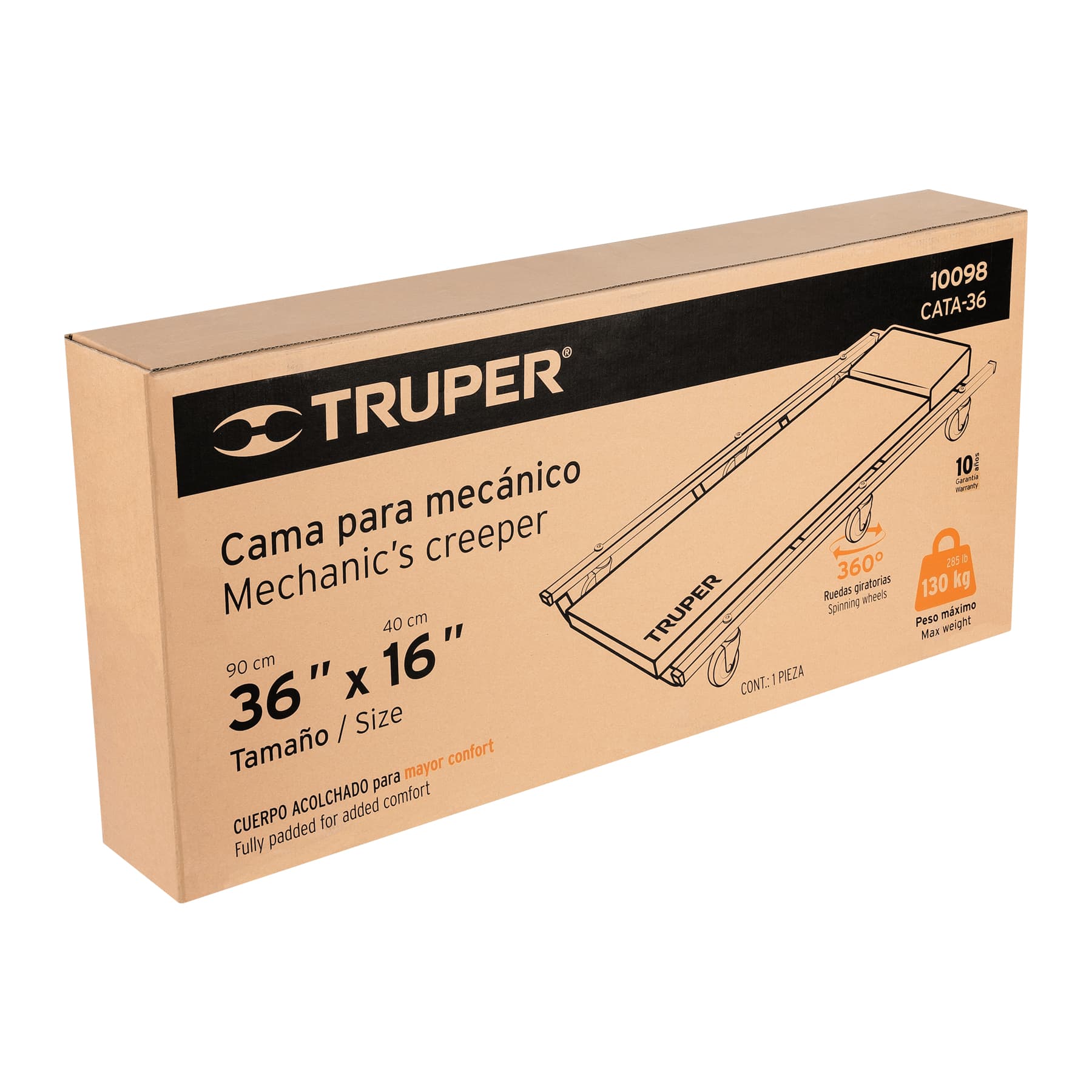 Cama de acero 36' para mecánico, Truper - Imagen 4