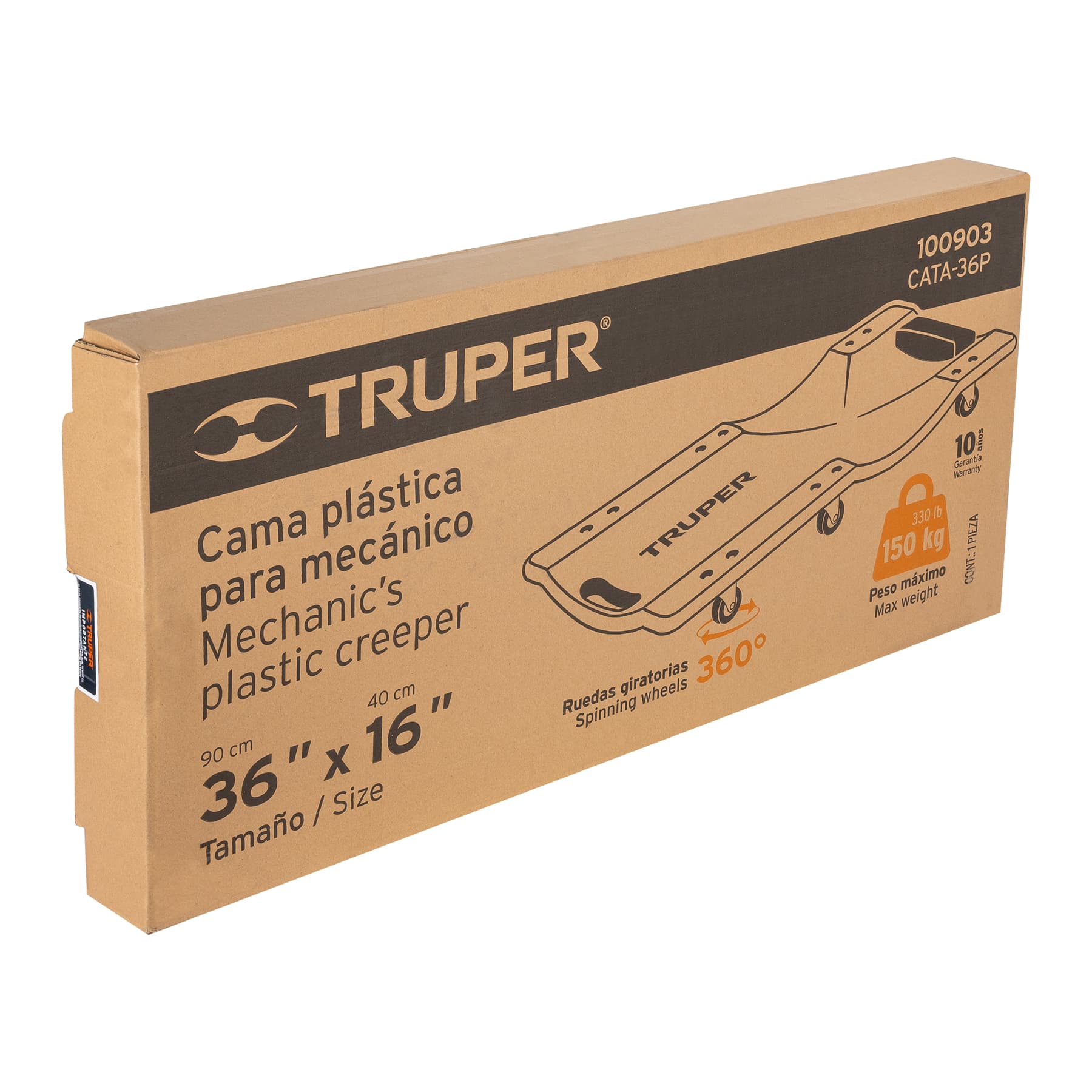 Cama de plástico 36' para mecánico, Truper - Imagen 4