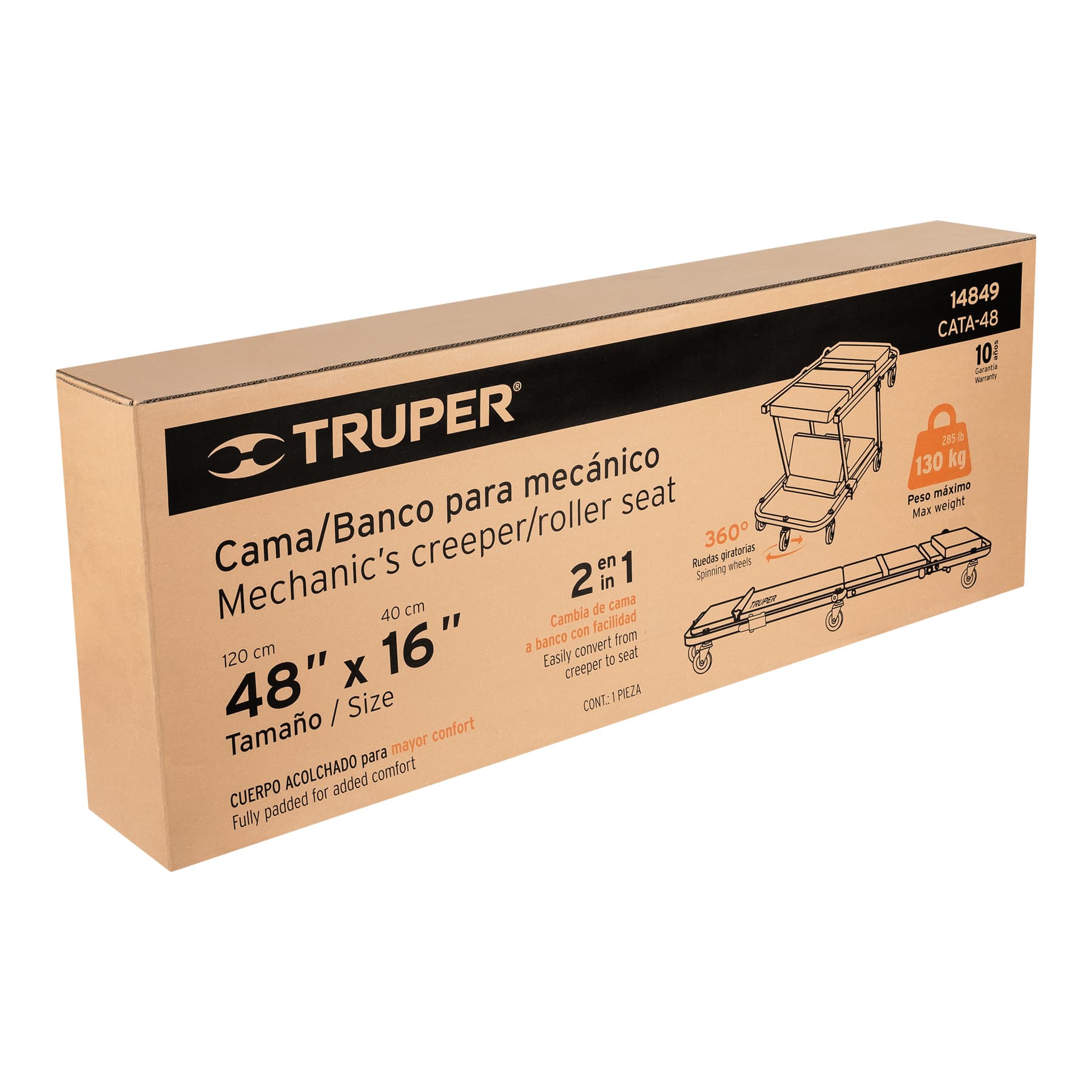 Cama / banco de 48' para mecánico, Truper - Imagen 4