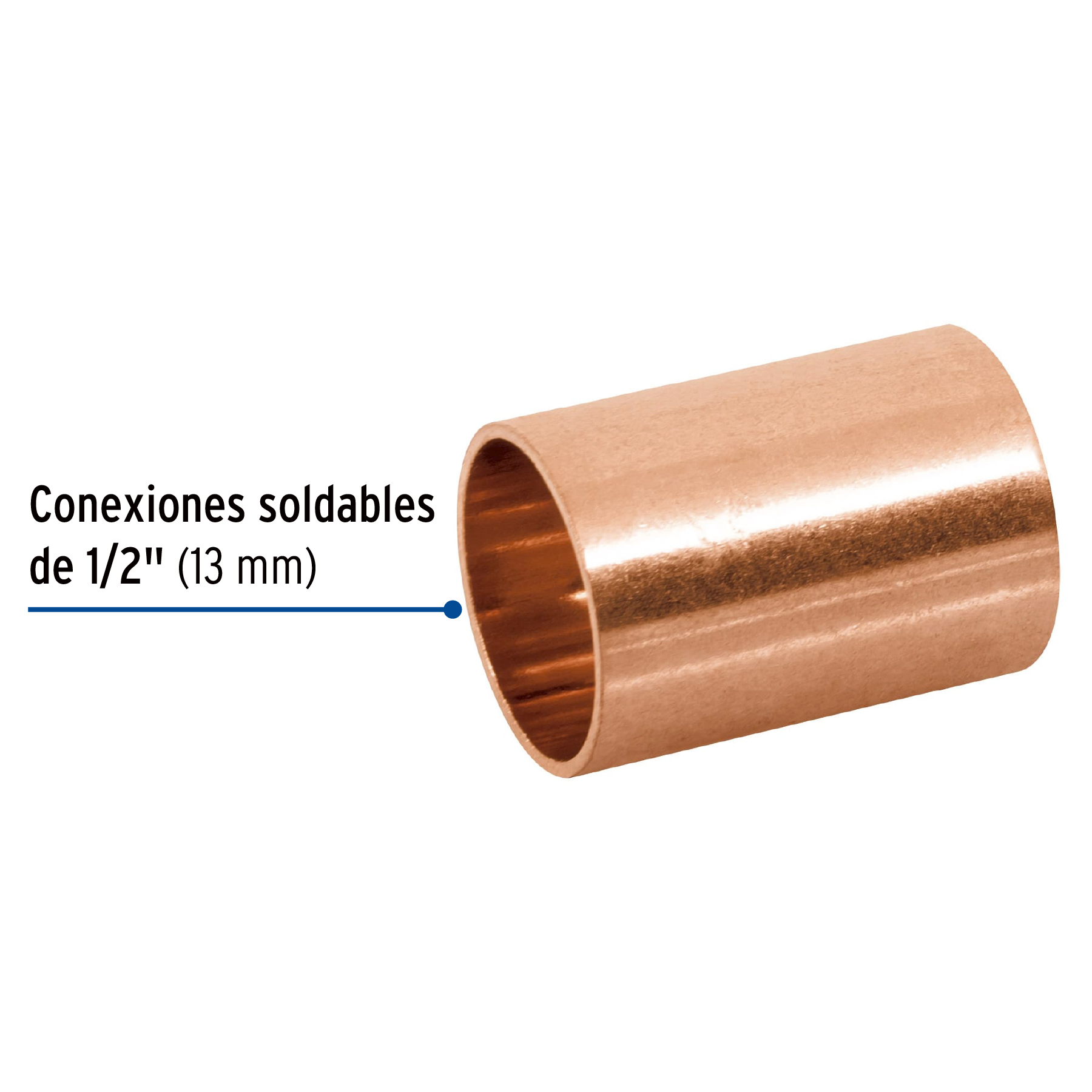 Cople de cobre 1/2', sin ranura, FOSET - Imagen 2