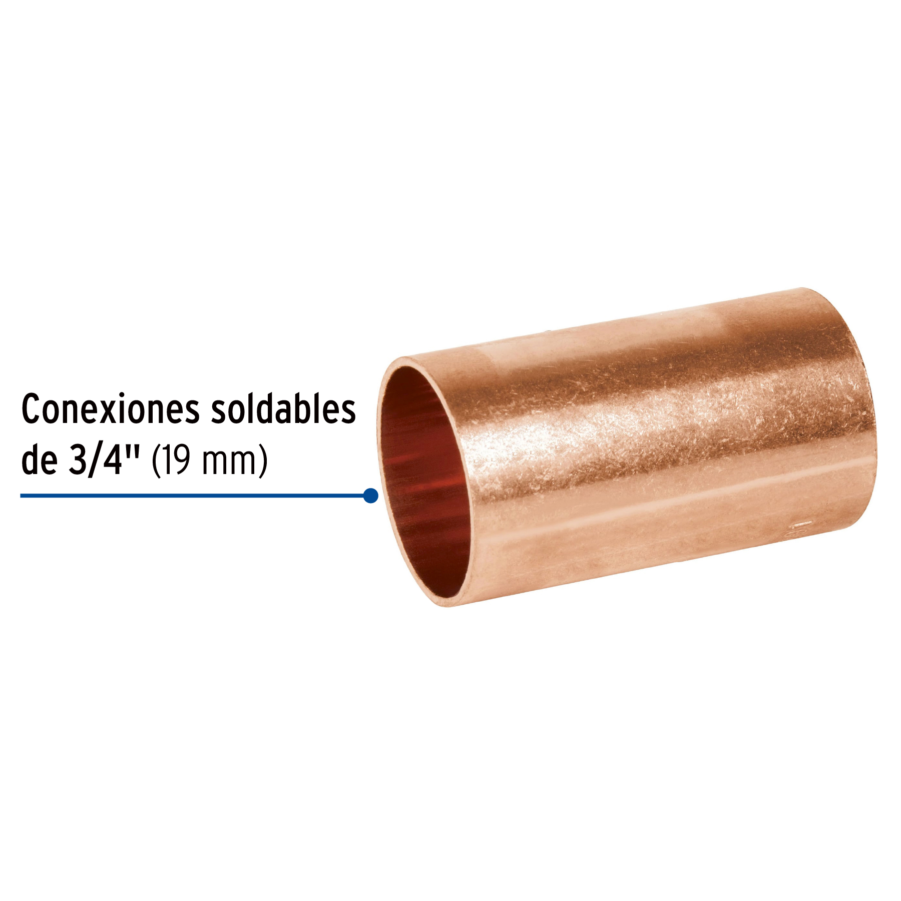 Cople de cobre 3/4', sin ranura, FOSET - Imagen 2