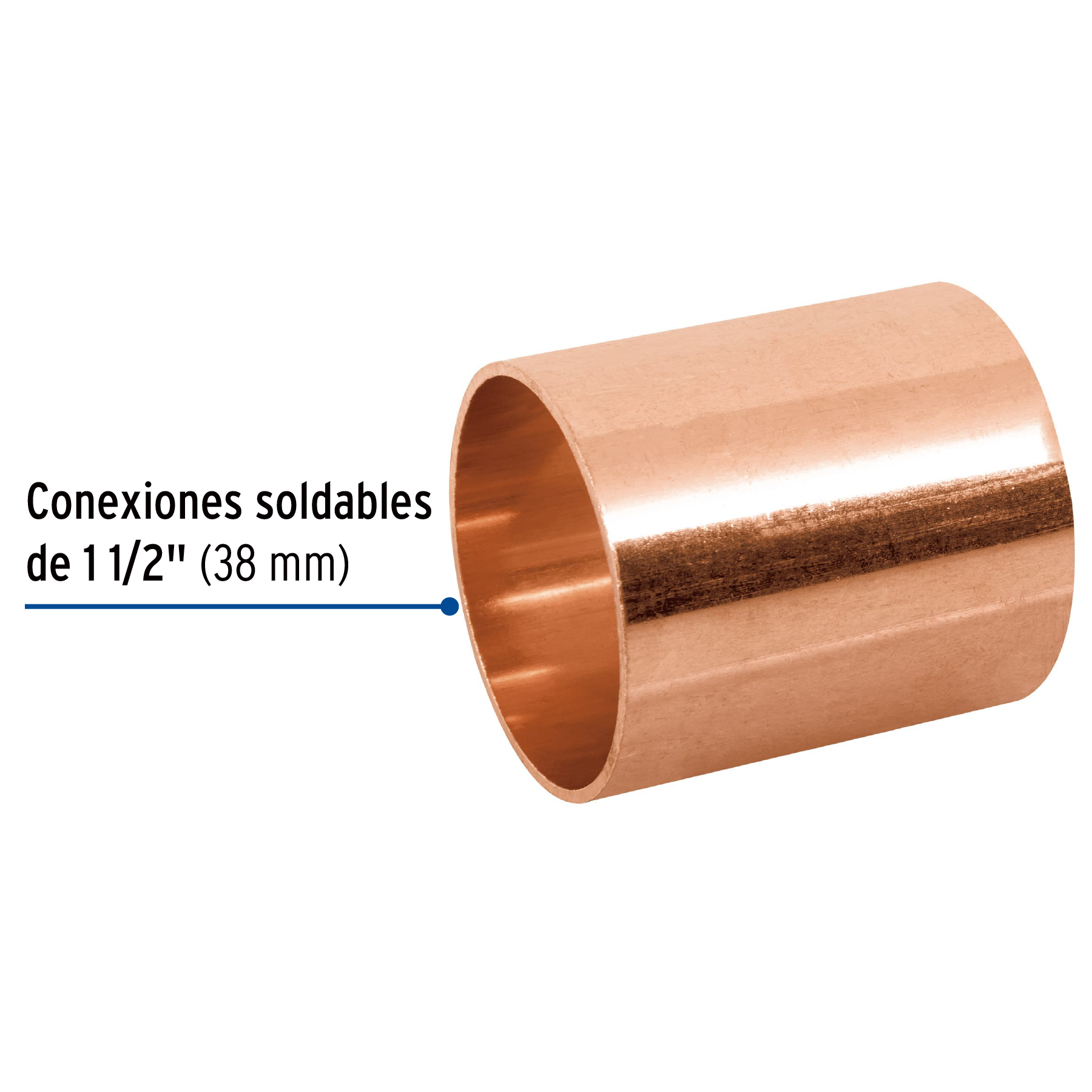 Cople de cobre 1-1/2', sin ranura, FOSET - Imagen 2
