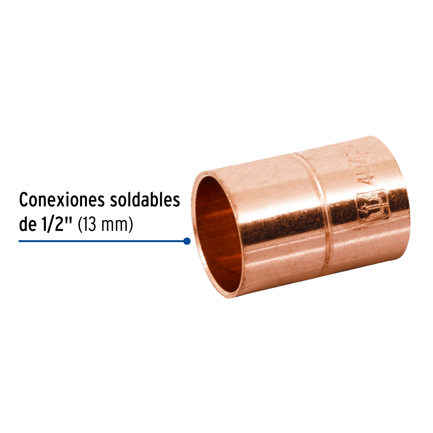 Cople de cobre 1/2', con ranura, FOSET - Imagen 2