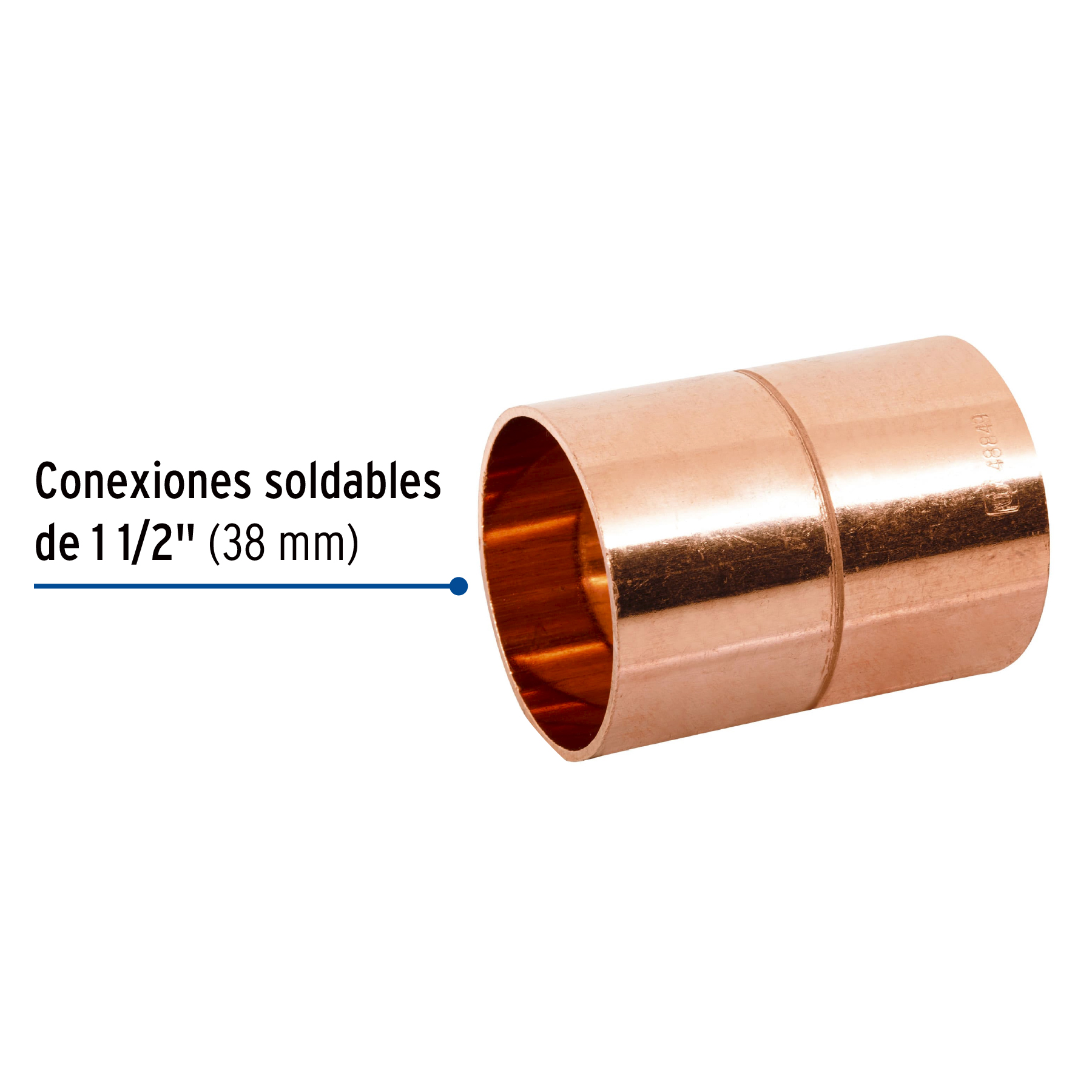 Cople de cobre 1-1/2', con ranura, FOSET - Imagen 2