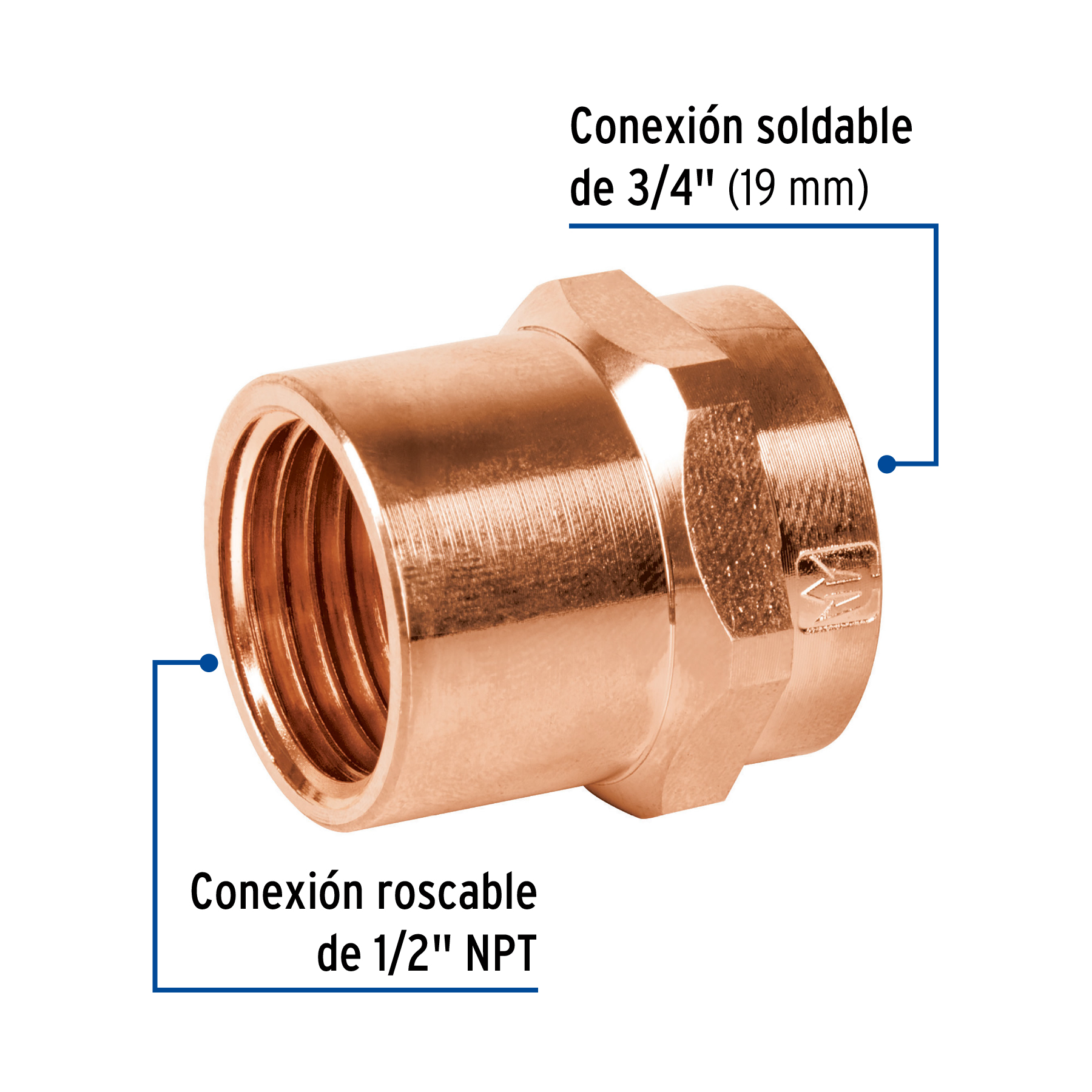 Conector reducido hembra 3/4 x 1/2', Foset - Imagen 2