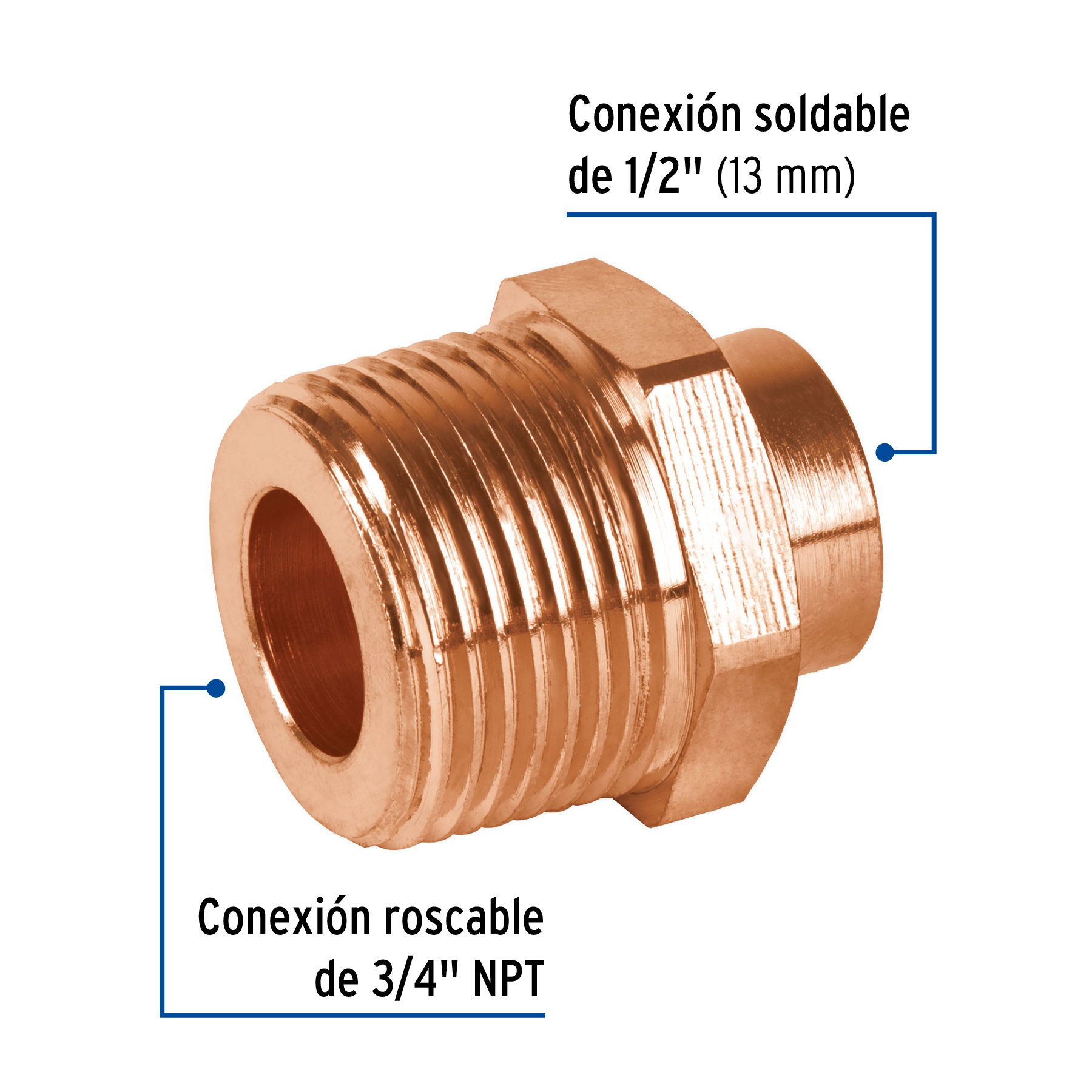 Conector reducido macho 3/4 x 1/2', Foset - Imagen 2