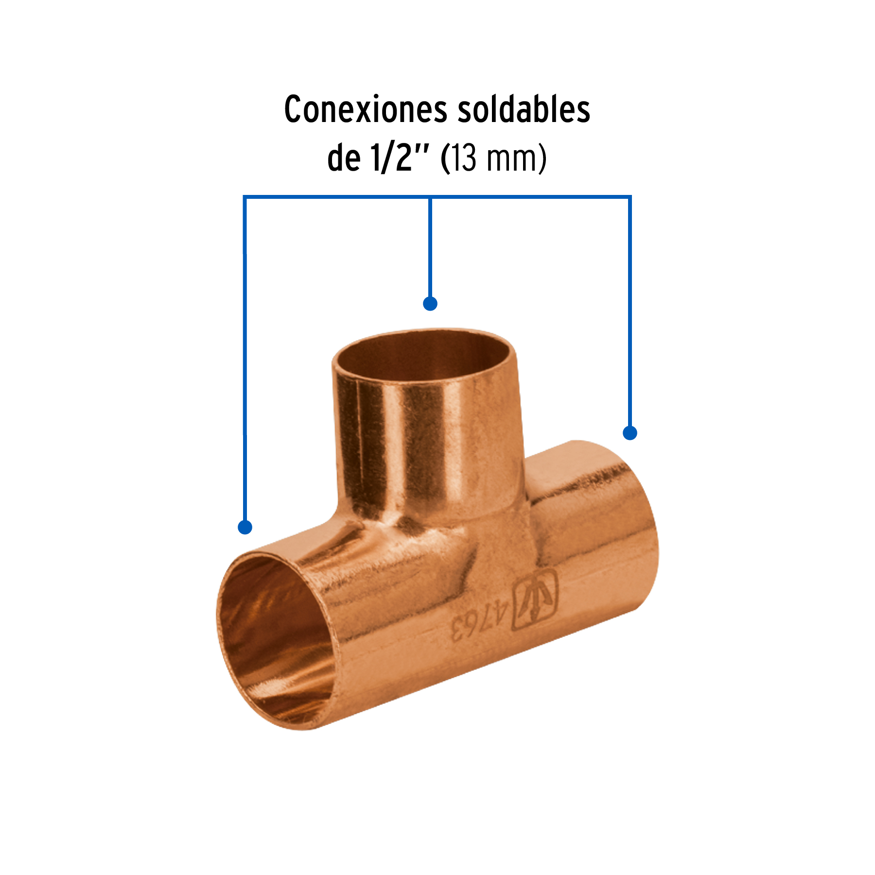 Tee sencilla de cobre 1/2', FOSET BASIC - Imagen 2