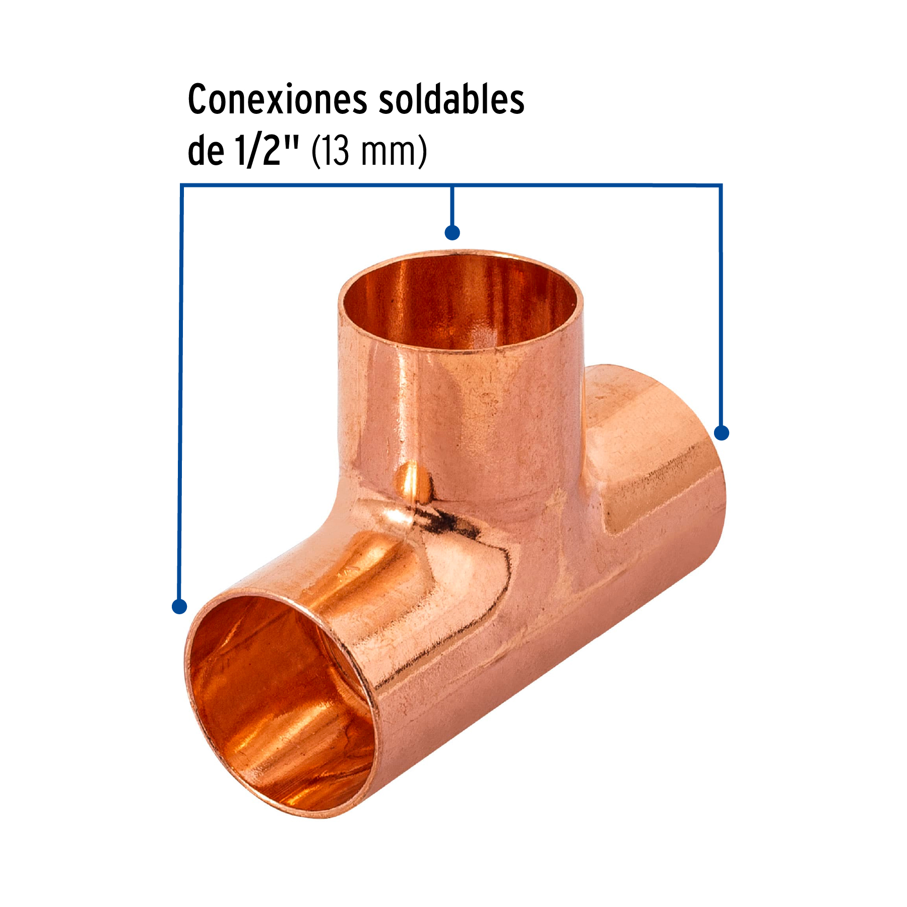 Tee sencilla de cobre 1/2', FOSET - Imagen 2