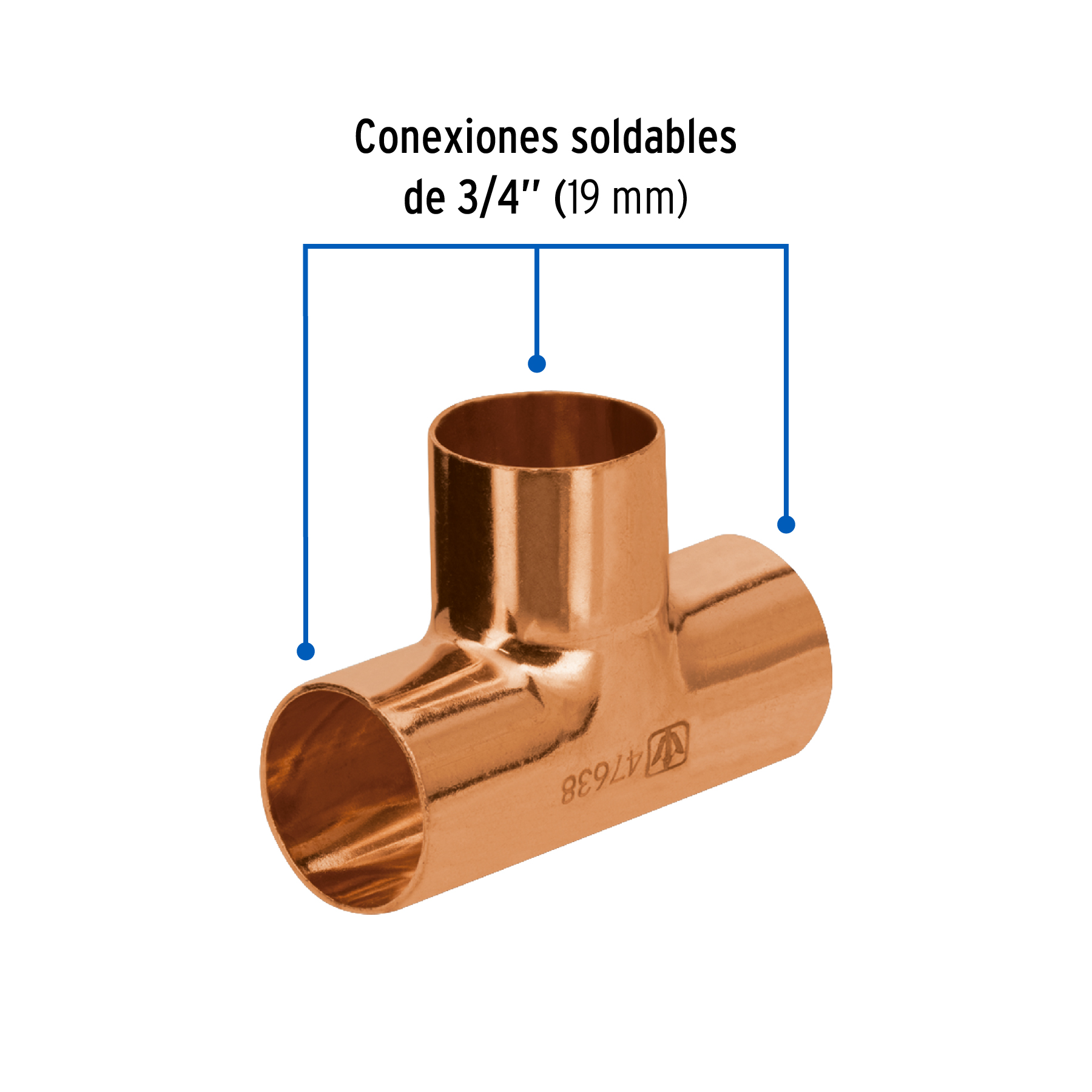 Tee sencilla de cobre 3/4', FOSET BASIC - Imagen 2