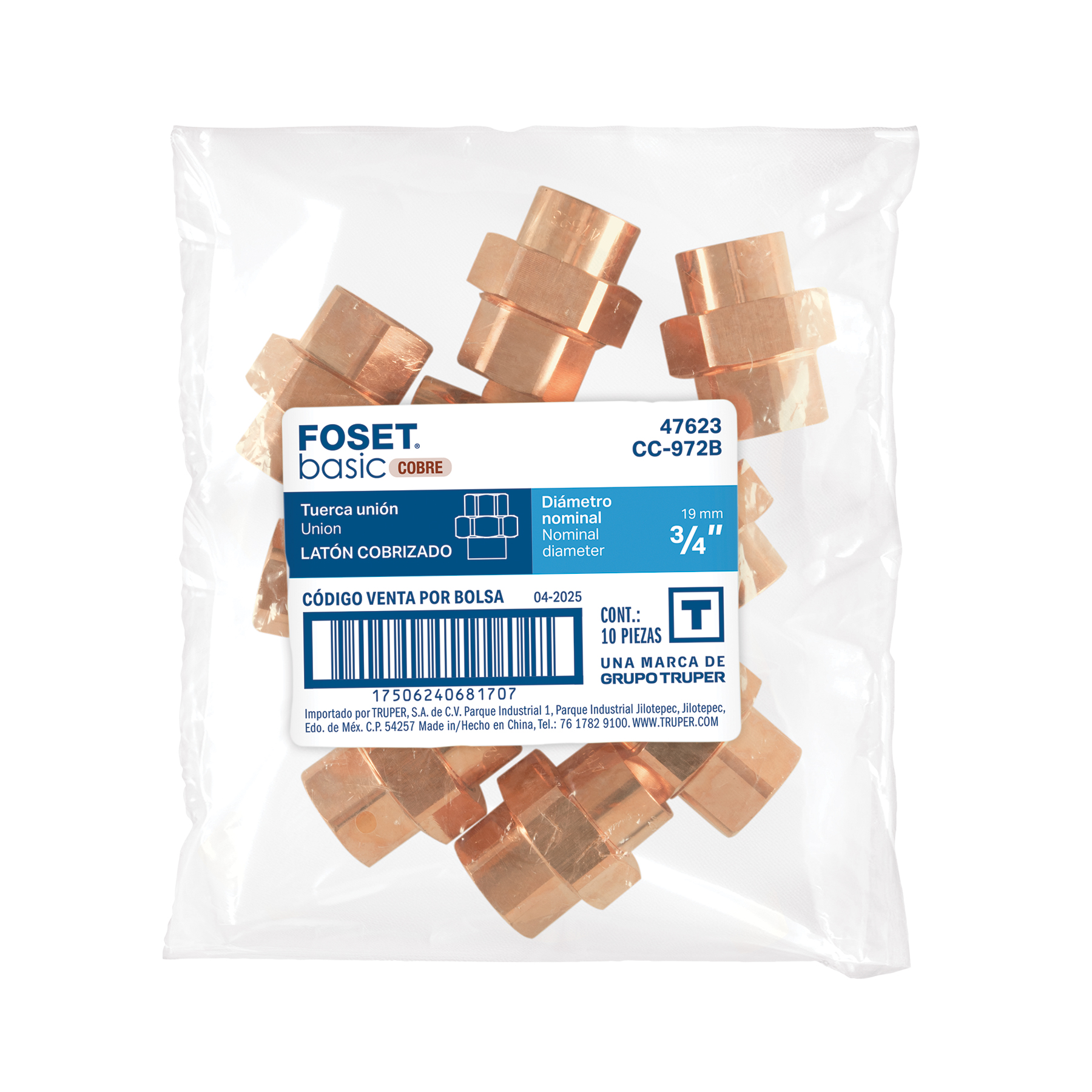 Tuerca unión de cobre de 3/4', Foset Basic - Imagen 3