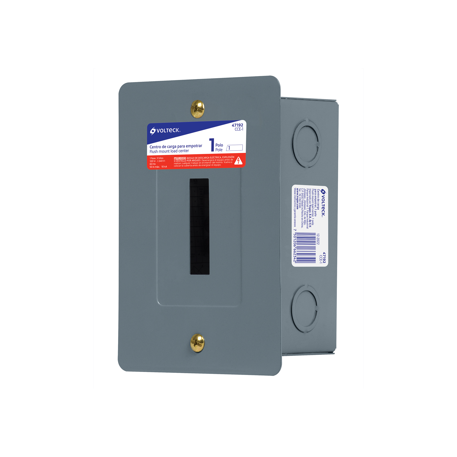Centro de carga empotrable, 1 polo, Volteck