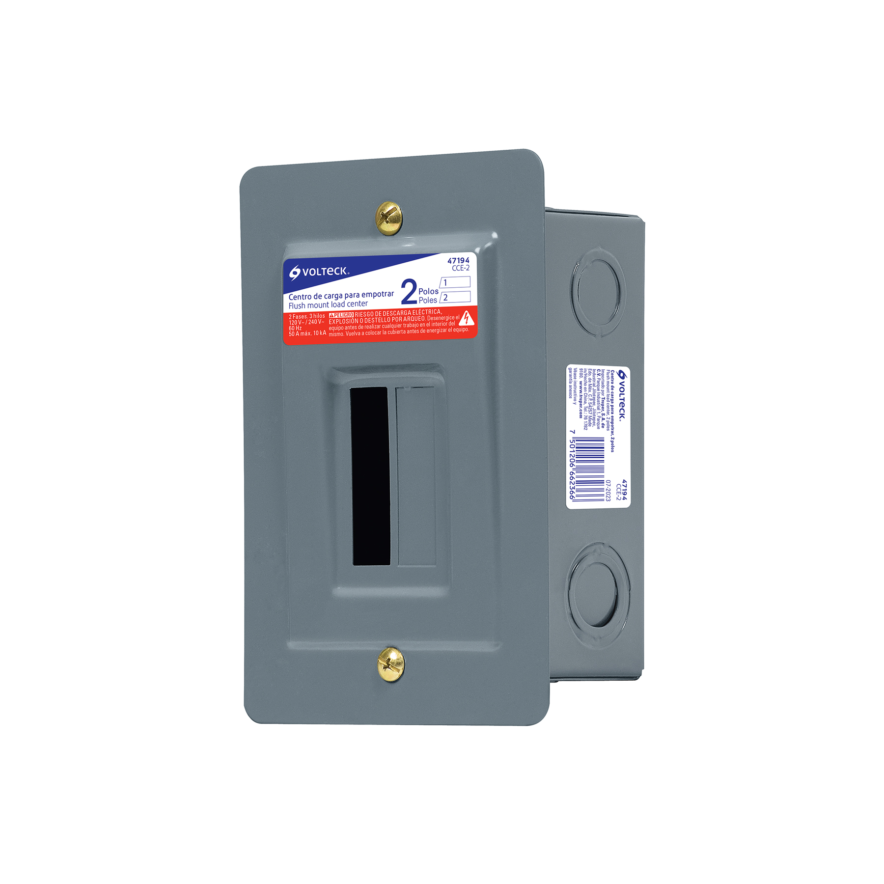 Centro de carga empotrable, 2 polos, Volteck