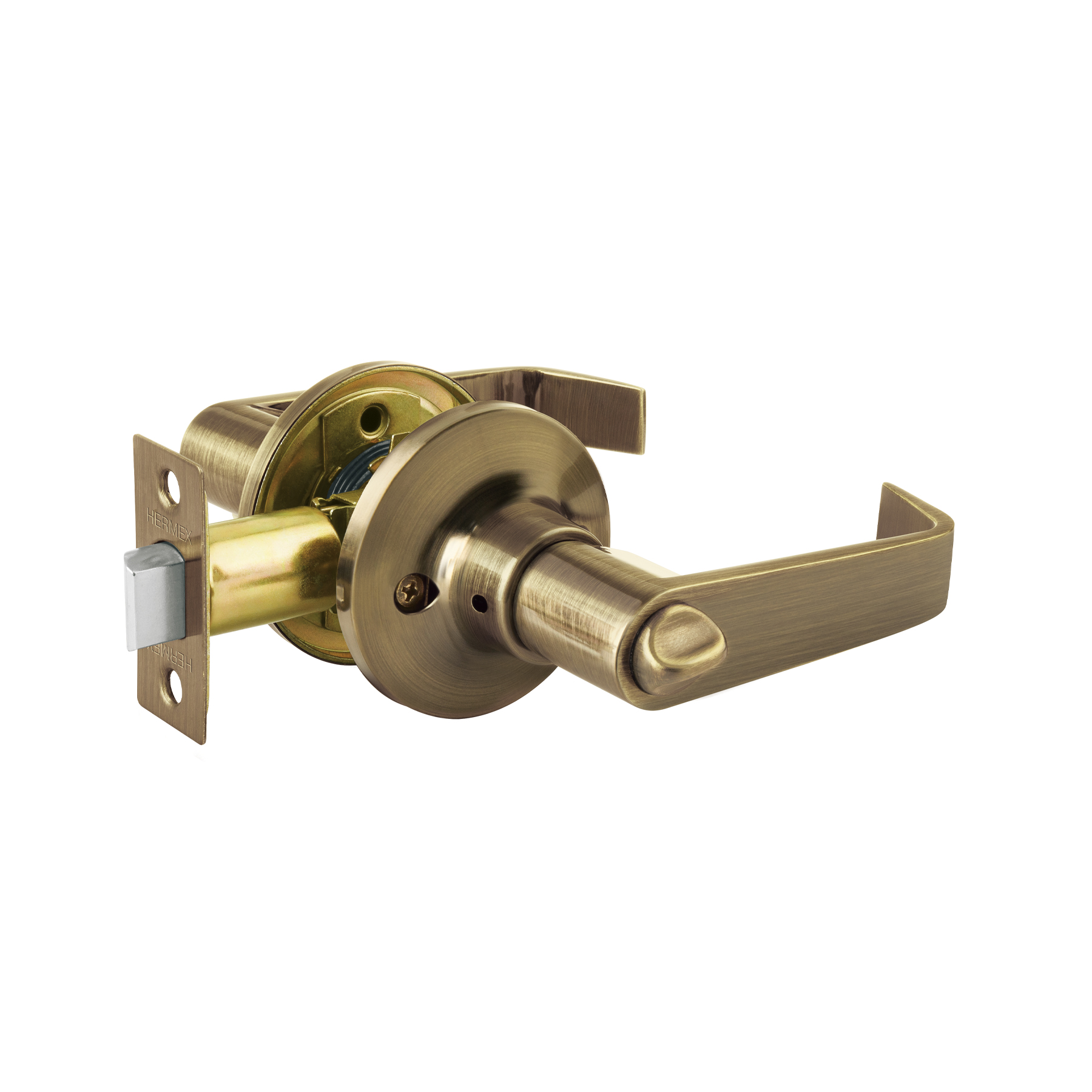 Cerradura manija 'Siena' p/baño, latón antiguo, HERMEX